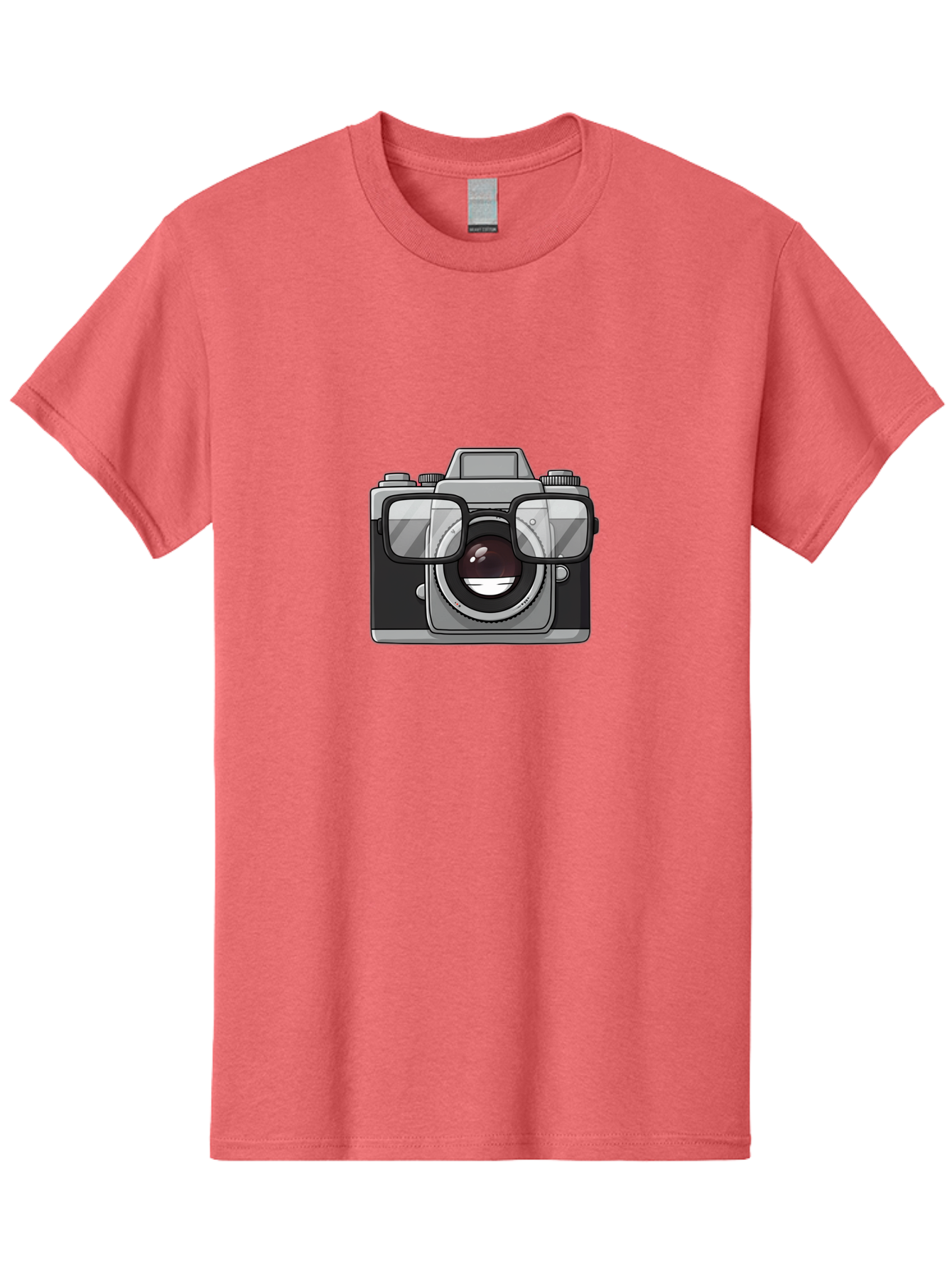 Camera-With-Glasses-1 Men'S Graphic Tee, 100% Cotton, Comfortable Casual Summer Wear, Machine Washable, Camera Wearing Glasses, Digital Art, Photography Equipment, Nerd Camera, Camera Illustration, Photography Humor, Geeky Camera, Bae374