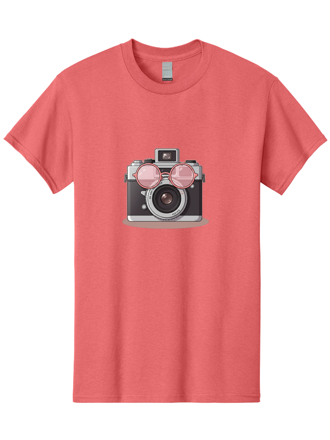 Camera-With-Glasses-2 Men'S Graphic Tee, 100% Cotton, Comfortable Casual Summer Wear, Machine Washable, Vintage Camera, Retro Photography, Cool Glasses, Lens Reflection, Classic Design, Camera Accessories, Stylish Photography Equipment, Bae375