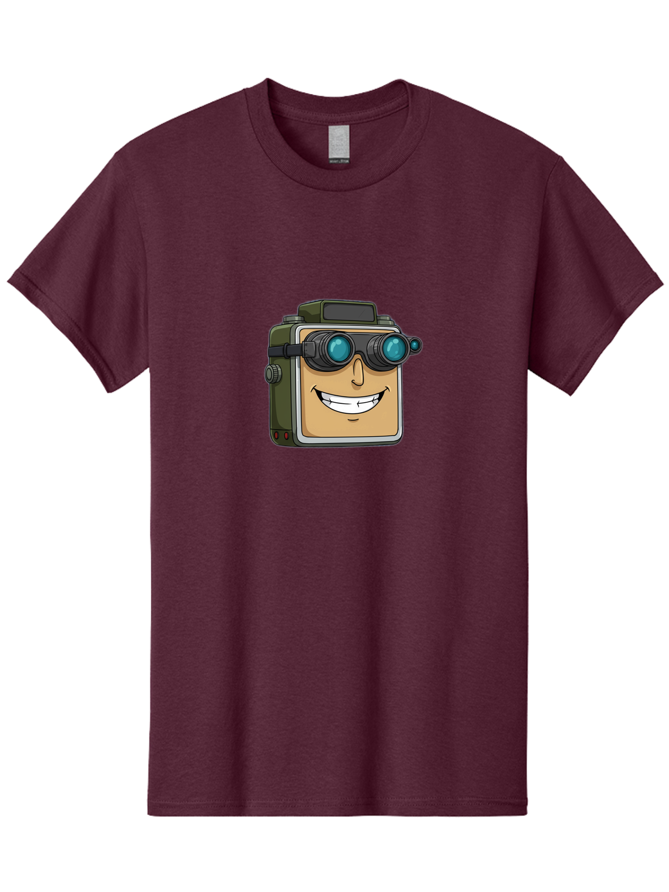 Camera-With-Goggles Men'S Graphic Tee, 100% Cotton, Comfortable Casual Summer Wear, Machine Washable, Cartoon Camera, Smiling Camera, Goggles On Camera, Futuristic Technology, Camera Character, Playful Illustration, Tech Gadget, Bae377