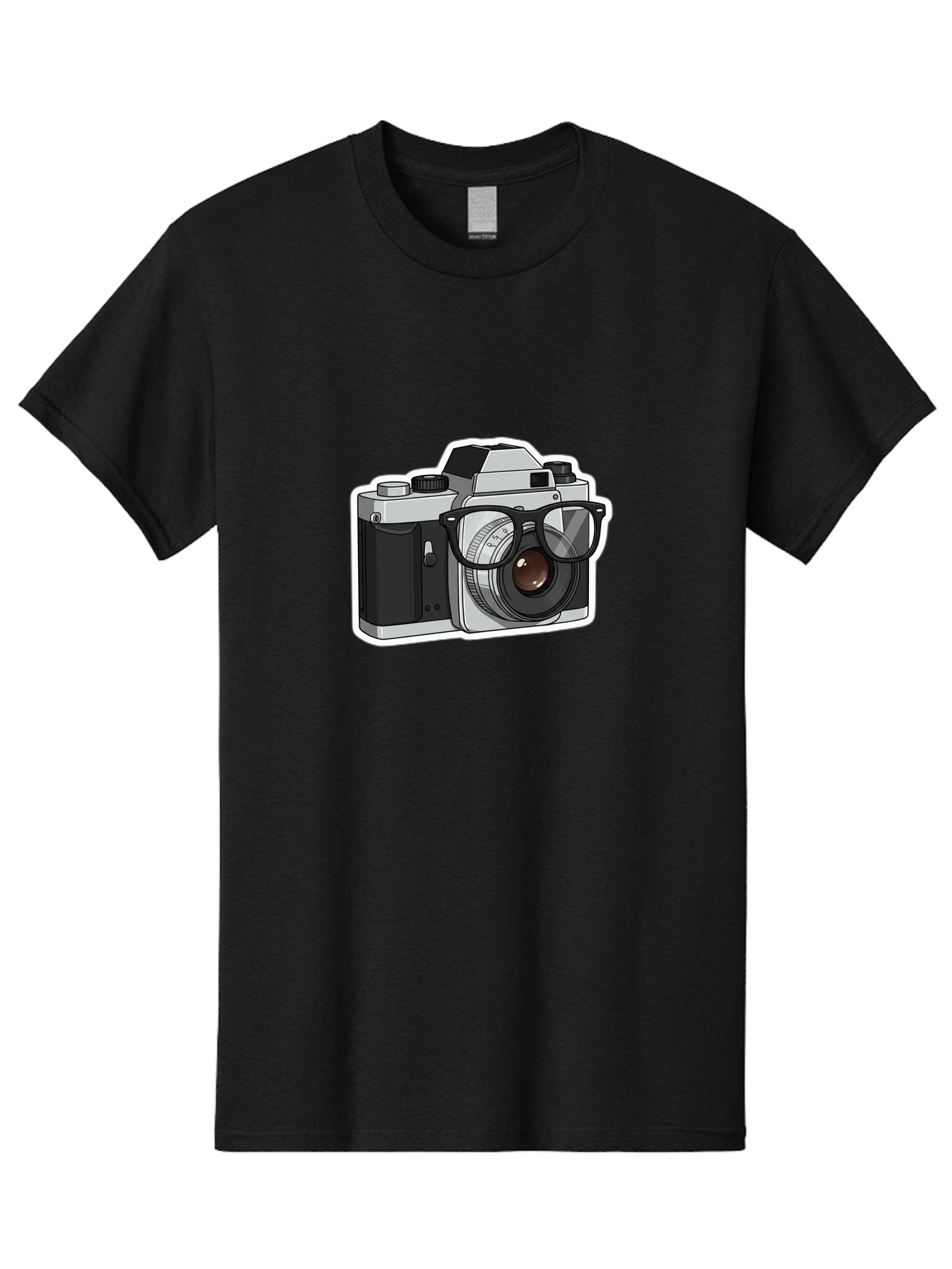 Camera-With-Shades Men'S Graphic Tee, 100% Cotton, Comfortable Casual Summer Wear, Machine Washable, Camera Wearing Sunglasses, Photography Gear, Stylish Accessory, Cool Camera, Funky Design, Creative Twist, Photography Equipment Bae379