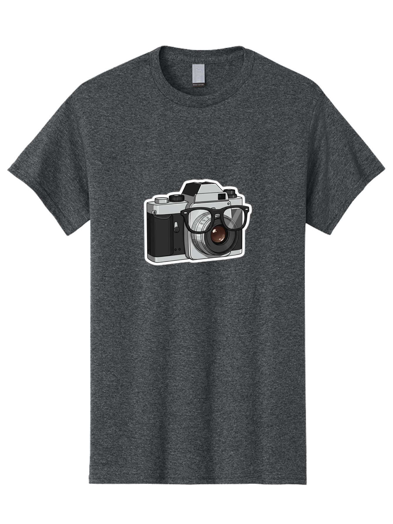 Camera-With-Shades Men'S Graphic Tee, 100% Cotton, Comfortable Casual Summer Wear, Machine Washable, Camera Wearing Sunglasses, Photography Gear, Stylish Accessory, Cool Camera, Funky Design, Creative Twist, Photography Equipment Bae379