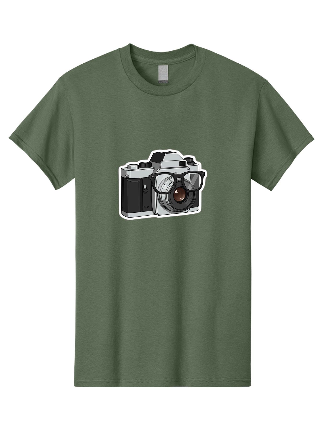 Camera-With-Shades Men'S Graphic Tee, 100% Cotton, Comfortable Casual Summer Wear, Machine Washable, Camera Wearing Sunglasses, Photography Gear, Stylish Accessory, Cool Camera, Funky Design, Creative Twist, Photography Equipment Bae379