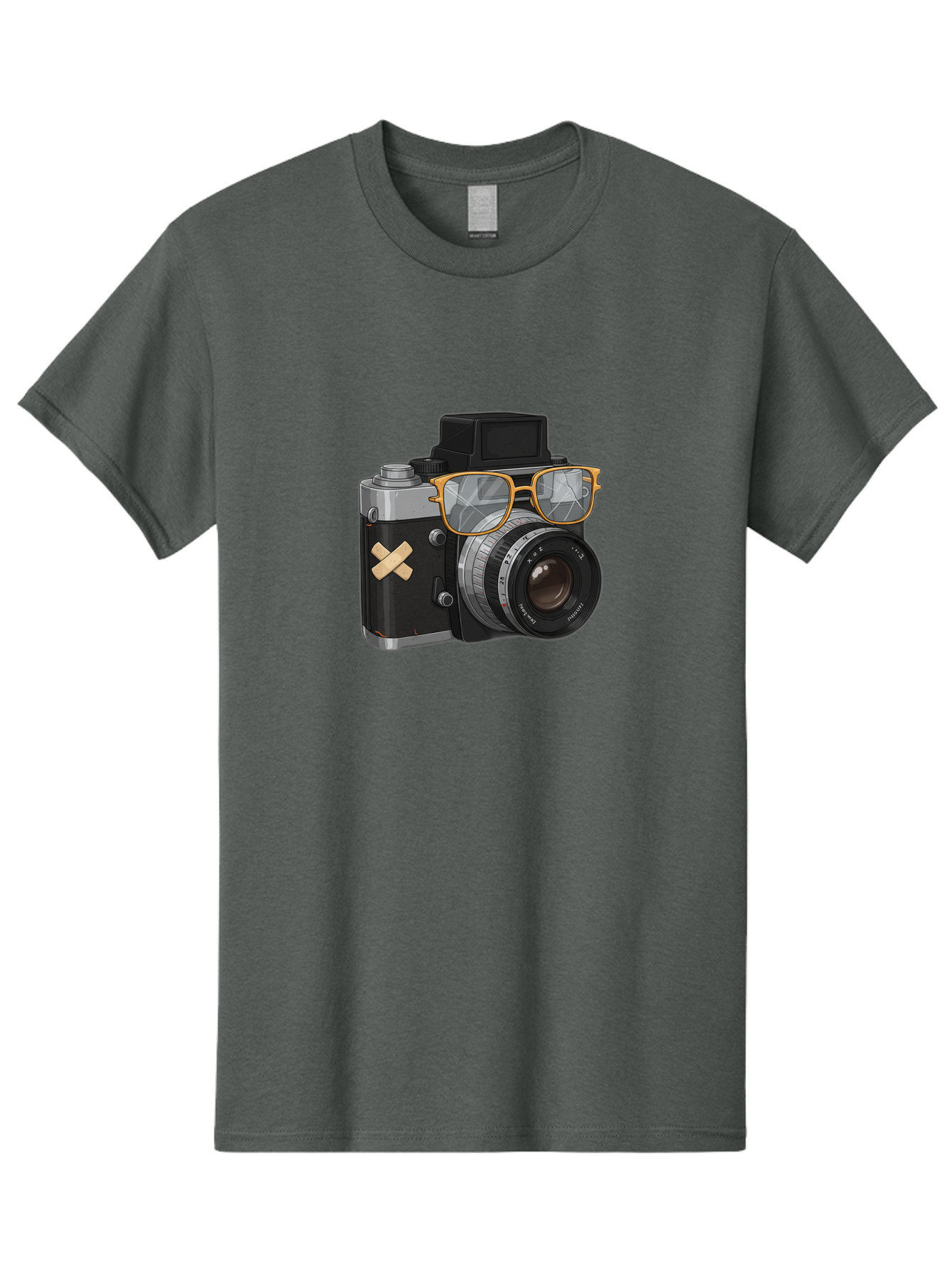 Camera-With-Sunglasses Men'S Graphic Tee, 100% Cotton, Comfortable Casual Summer Wear, Machine Washable, Vintage Camera, Camera With Sunglasses, Retro Style, Camera Accessories, Photography Equipment, Cool Camera, Hipster Camera, Bae381