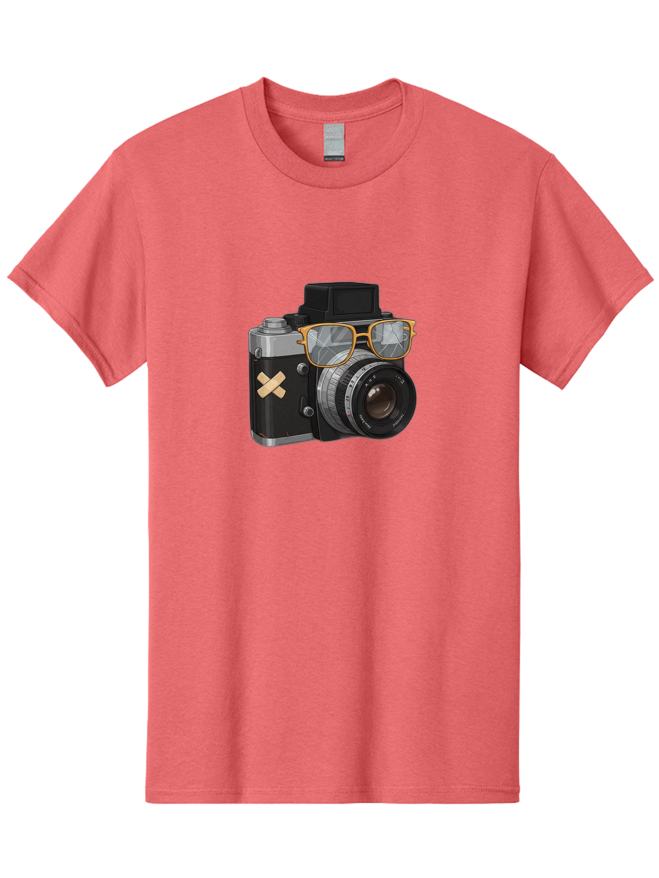 Camera-With-Sunglasses Men'S Graphic Tee, 100% Cotton, Comfortable Casual Summer Wear, Machine Washable, Vintage Camera, Camera With Sunglasses, Retro Style, Camera Accessories, Photography Equipment, Cool Camera, Hipster Camera, Bae381