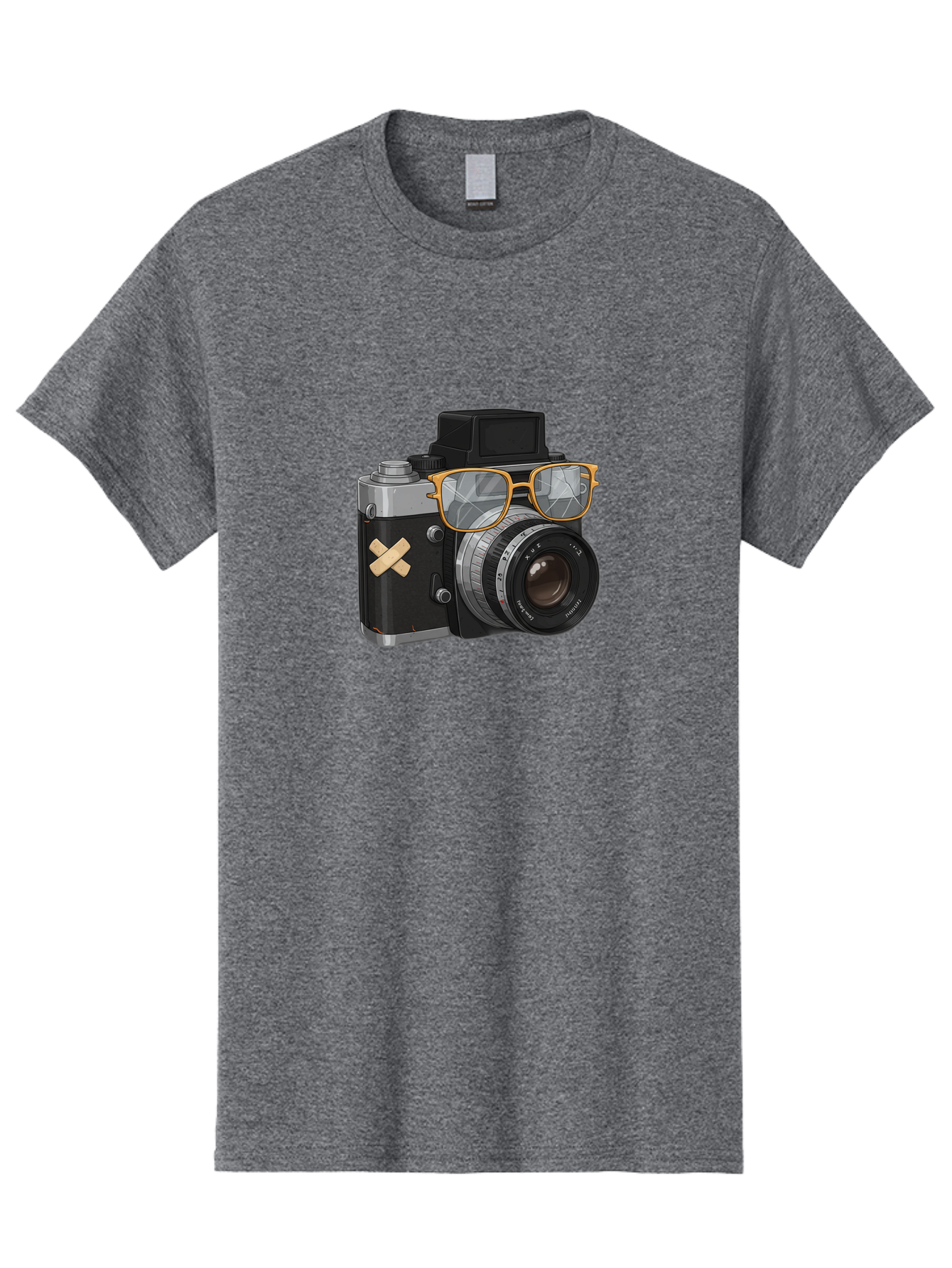 Camera-With-Sunglasses Men'S Graphic Tee, 100% Cotton, Comfortable Casual Summer Wear, Machine Washable, Vintage Camera, Camera With Sunglasses, Retro Style, Camera Accessories, Photography Equipment, Cool Camera, Hipster Camera, Bae381