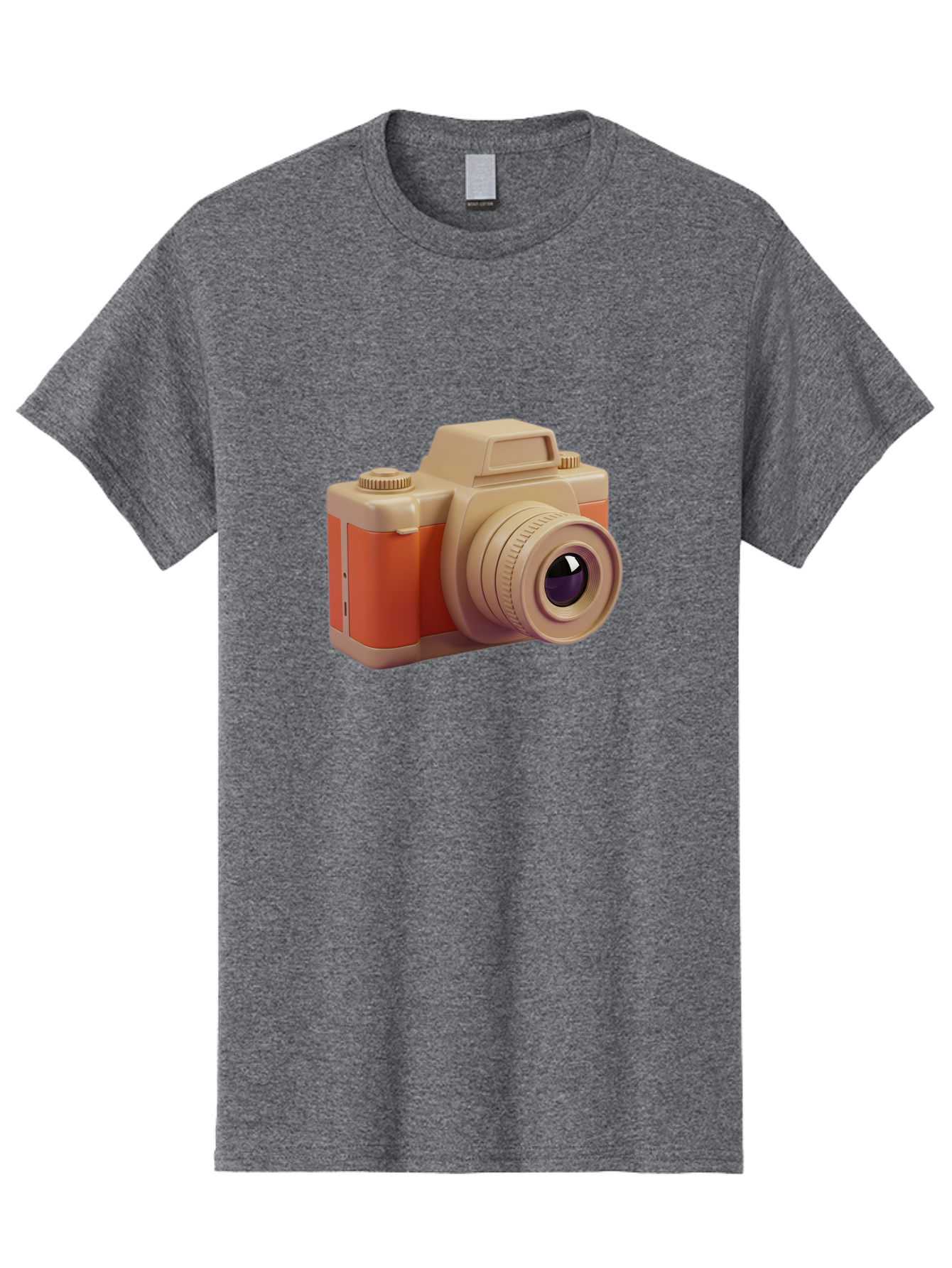 Camera Men'S Graphic Tee, 100% Cotton, Comfortable Casual Summer Wear, Machine Washable, Digital Camera, Photography Equipment, Camera Lens, Vintage Camera, Retro Style, Orange And Beige Colors, 3D Illustration, Camera Design, Photography Gear Bae383