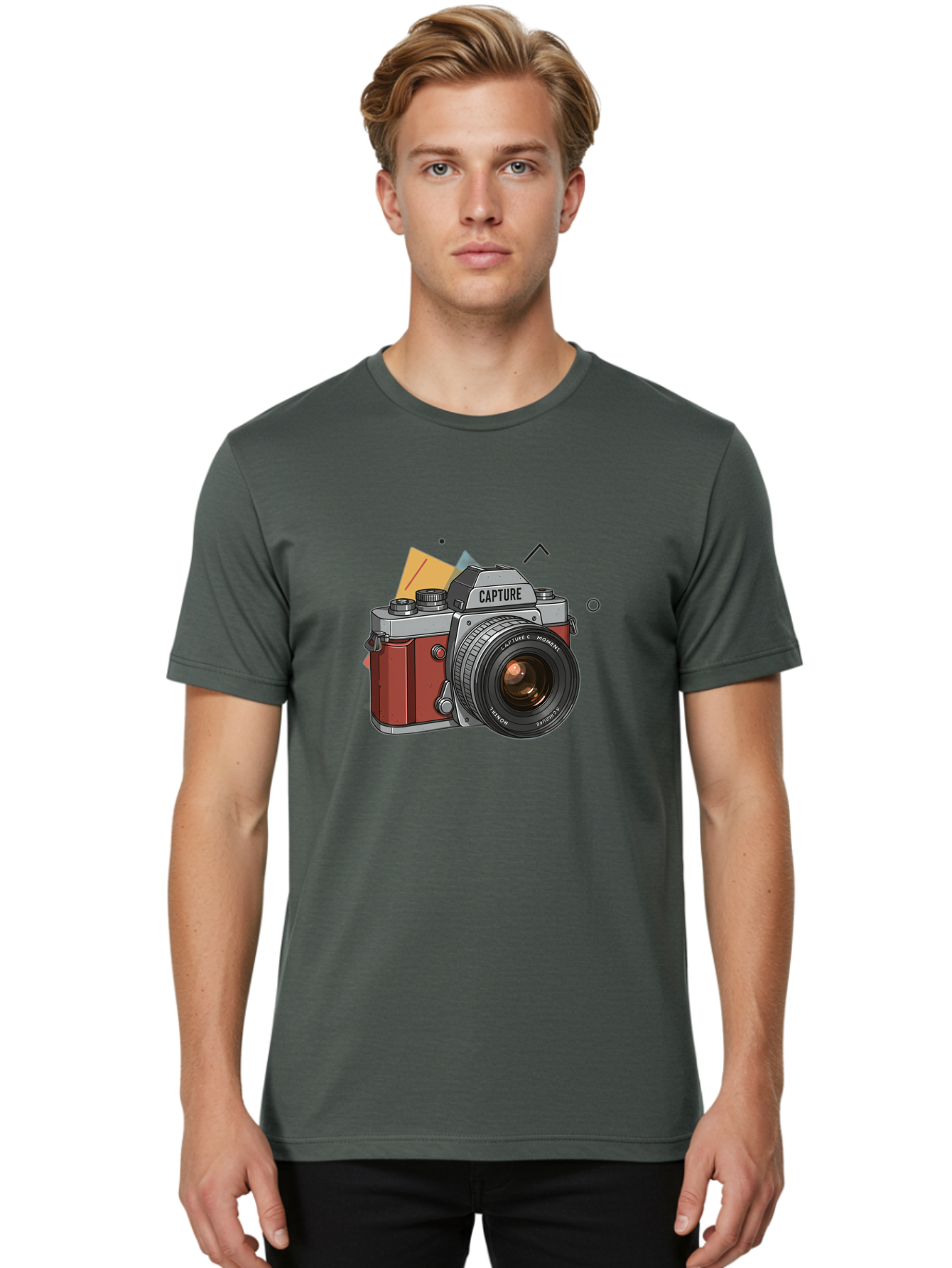 Capture-Camera Men'S Graphic Tee, 100% Cotton, Comfortable Casual Summer Wear, Machine Washable, Vintage Camera, Capture Moment, Photography Equipment, Capture The Moment, Dslr Camera, Camera Lens, Photography Accessories, Retro Camera Design, Bae384
