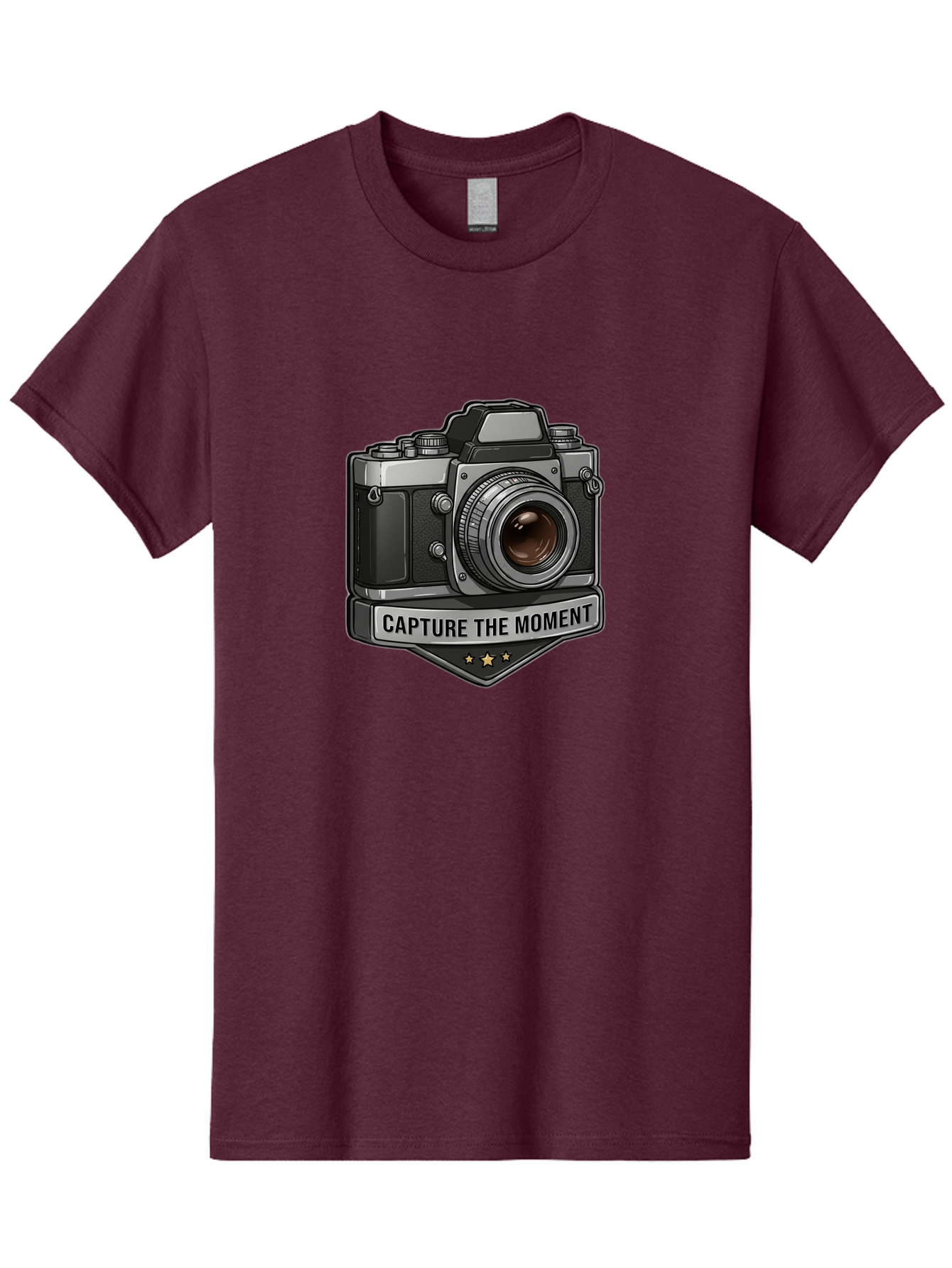 Capture-The-Moment Men'S Graphic Tee, 100% Cotton, Comfortable Casual Summer Wear, Machine Washable, Vintage Camera, Photography Equipment, Capture The Moment, Three Stars, Classic Design, Retro Style, Photography Inspiration, Camera Logo, Bae385