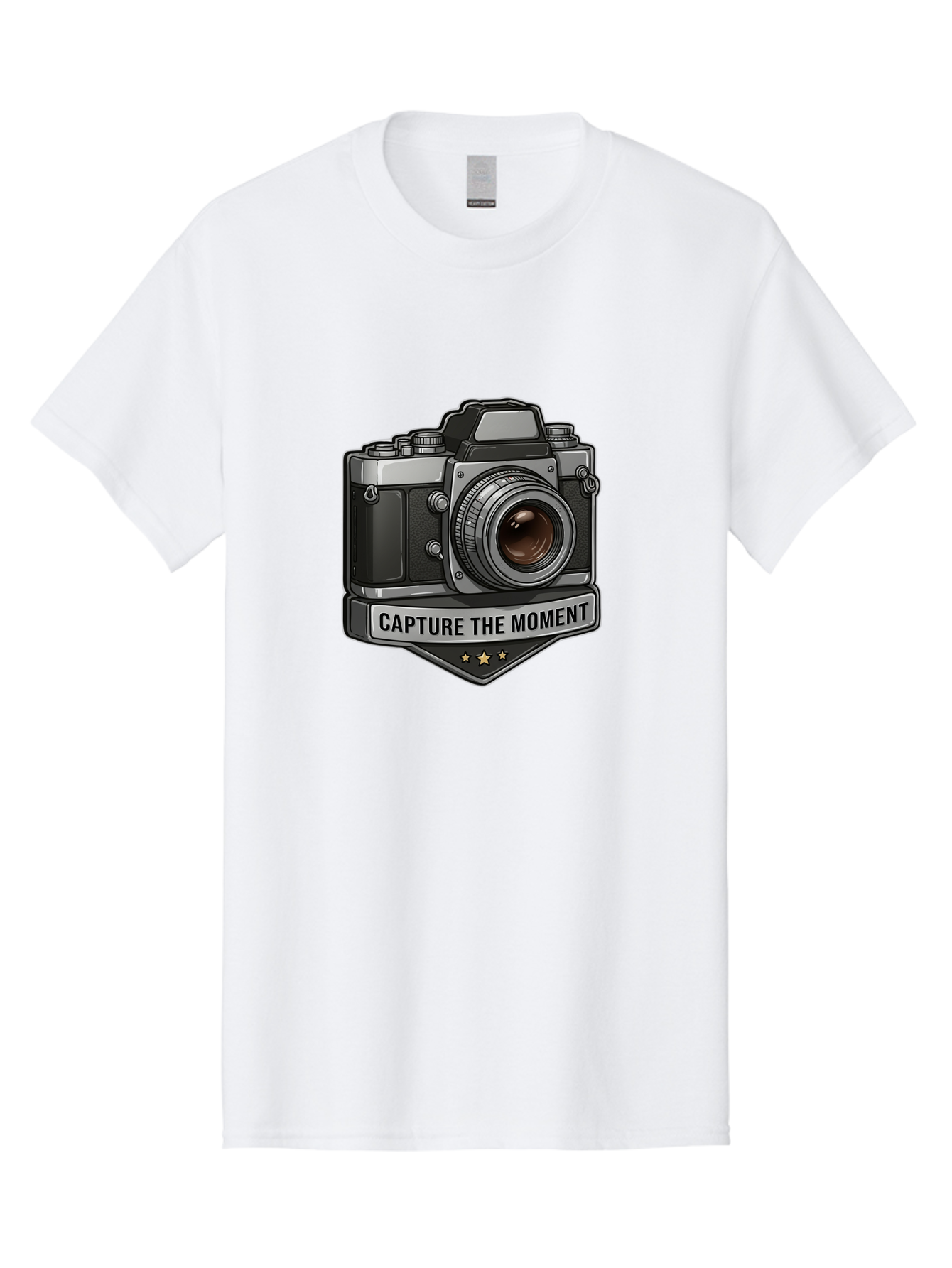 Capture-The-Moment Men'S Graphic Tee, 100% Cotton, Comfortable Casual Summer Wear, Machine Washable, Vintage Camera, Photography Equipment, Capture The Moment, Three Stars, Classic Design, Retro Style, Photography Inspiration, Camera Logo, Bae385