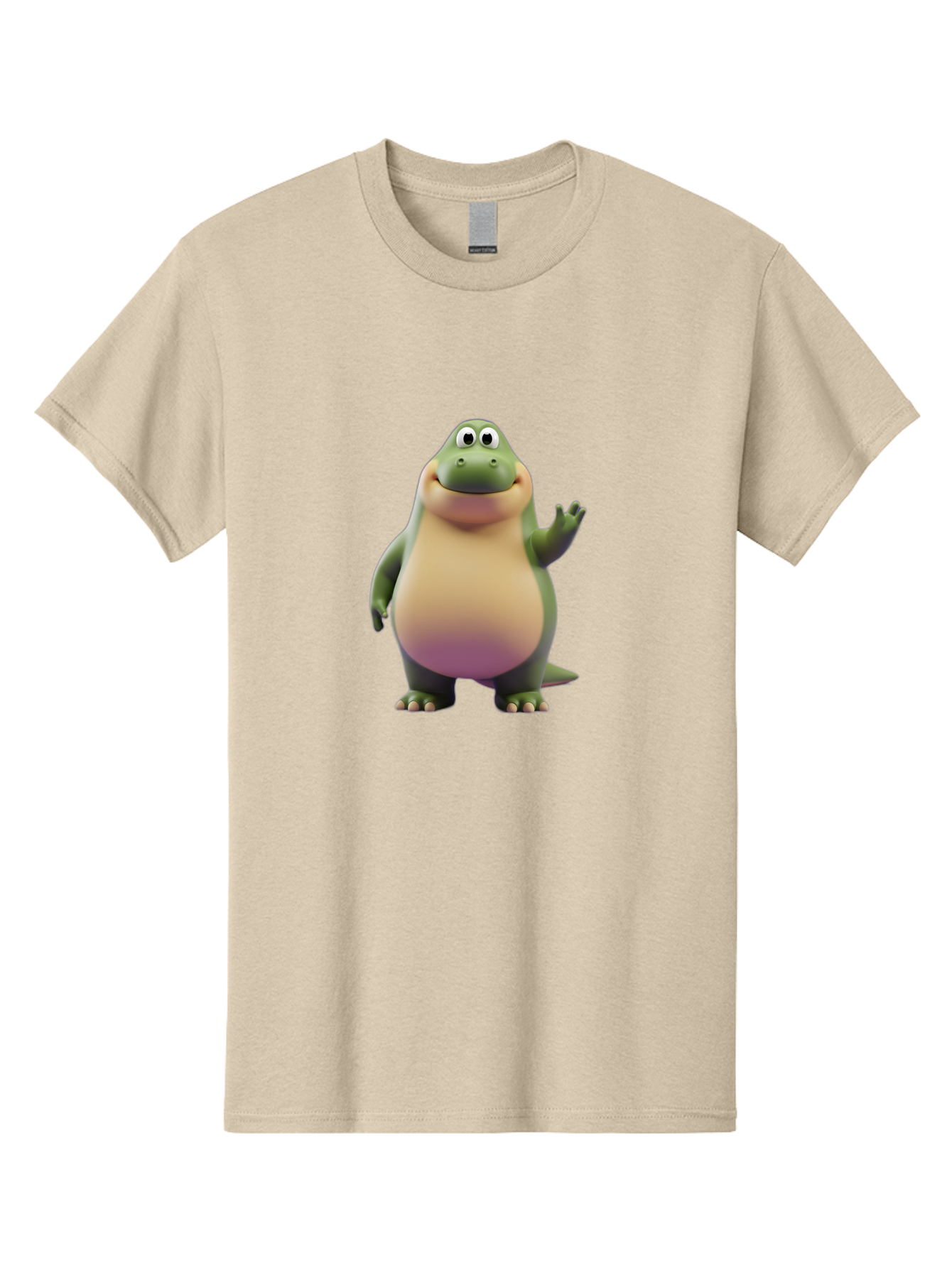 Cartoon-Dinosaur-2 Men'S Graphic Tee, 100% Cotton, Comfortable Casual Summer Wear, Machine Washable, Cartoon Dinosaur, Dinosaur Character, Friendly Reptile, Smiling Creature, Animated Dino, Dino Illustration, Green Dinosaur, Cute Dino, Bae389