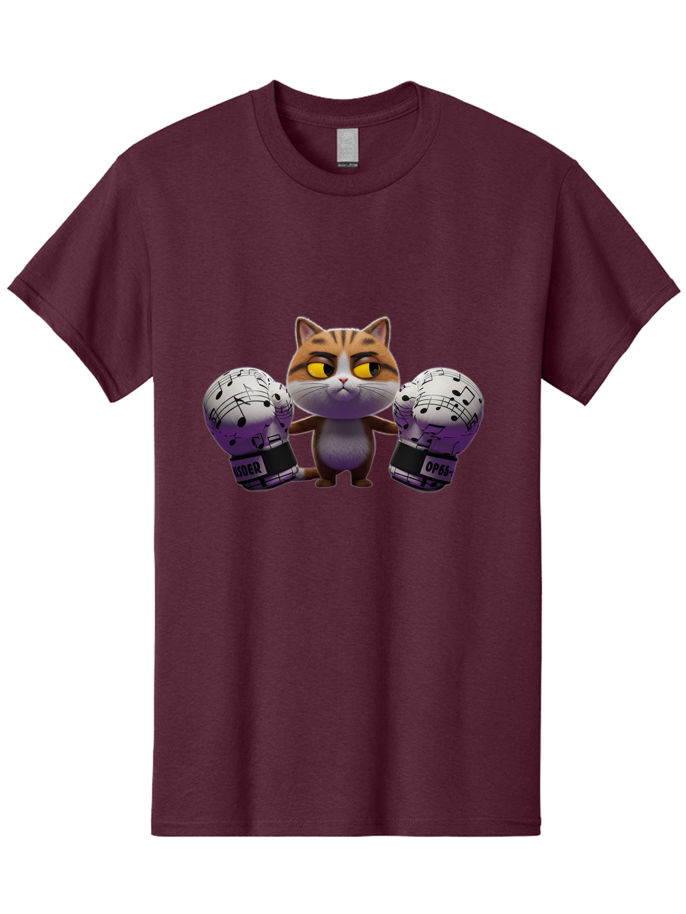 Cat-With-Boxing-Gloves Men'S Graphic Tee, 100% Cotton, Comfortable Casual Summer Wear, Machine Washable, Boxing Cat, Cartoon Style, Orange Tabby Cat, Musical Notes Gloves, Boxing Gloves, Cat With Gloves, Funny Cartoon, Opder Opponent, Bae403