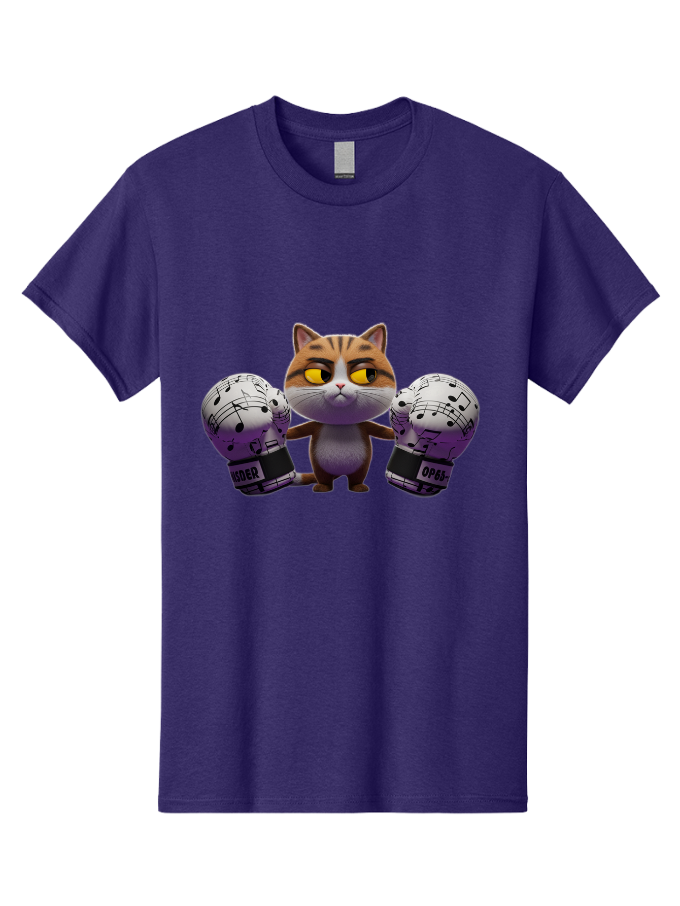Cat-With-Boxing-Gloves Men'S Graphic Tee, 100% Cotton, Comfortable Casual Summer Wear, Machine Washable, Boxing Cat, Cartoon Style, Orange Tabby Cat, Musical Notes Gloves, Boxing Gloves, Cat With Gloves, Funny Cartoon, Opder Opponent, Bae403