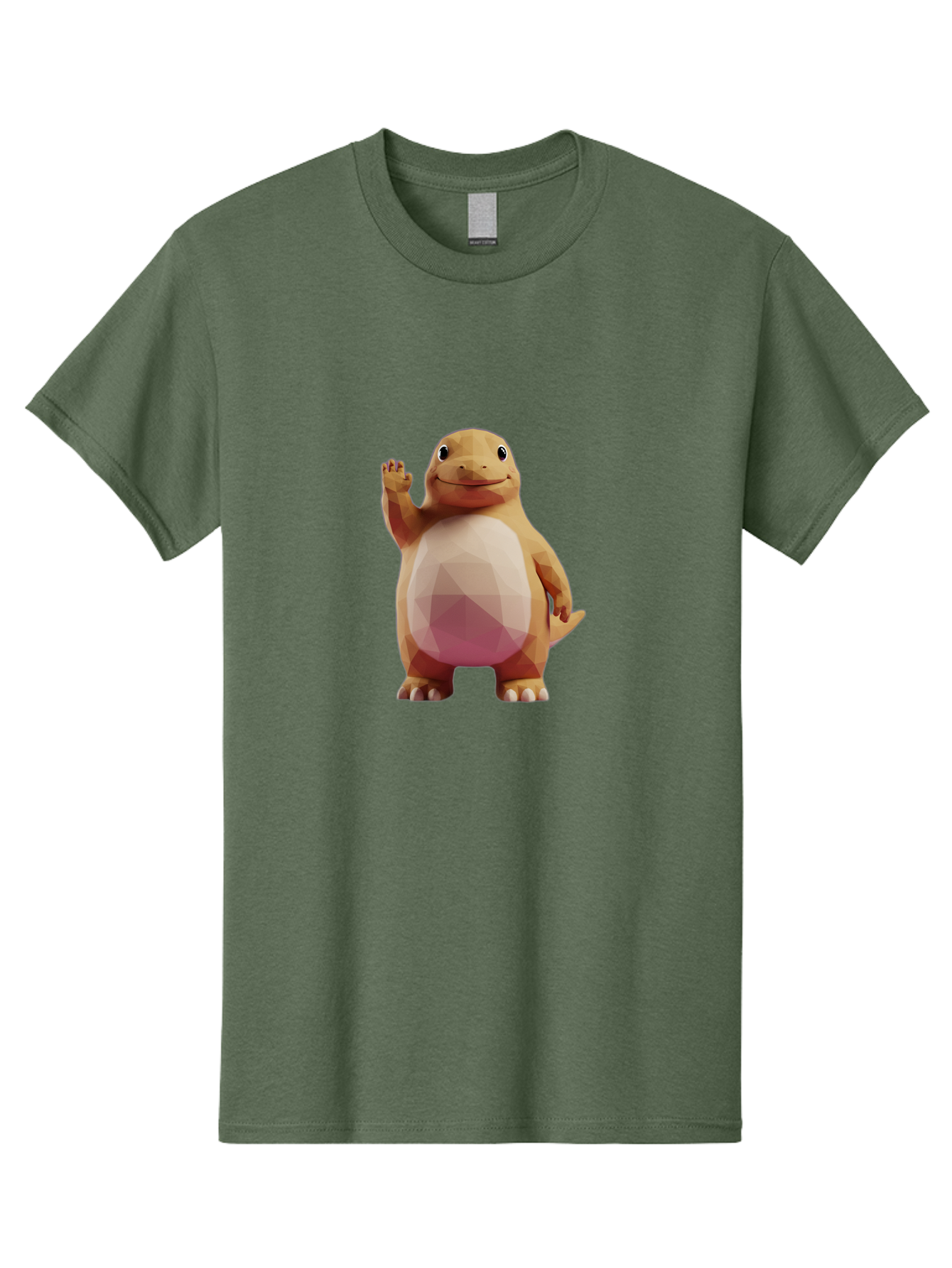 Charmander Men'S Graphic Tee, 100% Cotton, Comfortable Casual Summer Wear, Machine Washable, Charmander, Pokémon Character, Cartoon Lizard, Low-Poly 3D Model, Orange And White Colors, Friendly Gesture, Digital Illustration, Gaming Icon Bae406