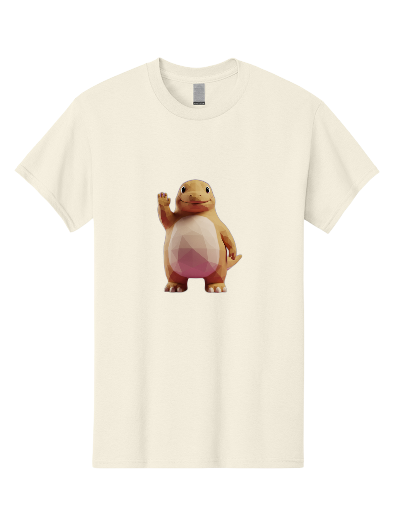 Charmander Men'S Graphic Tee, 100% Cotton, Comfortable Casual Summer Wear, Machine Washable, Charmander, Pokémon Character, Cartoon Lizard, Low-Poly 3D Model, Orange And White Colors, Friendly Gesture, Digital Illustration, Gaming Icon Bae406