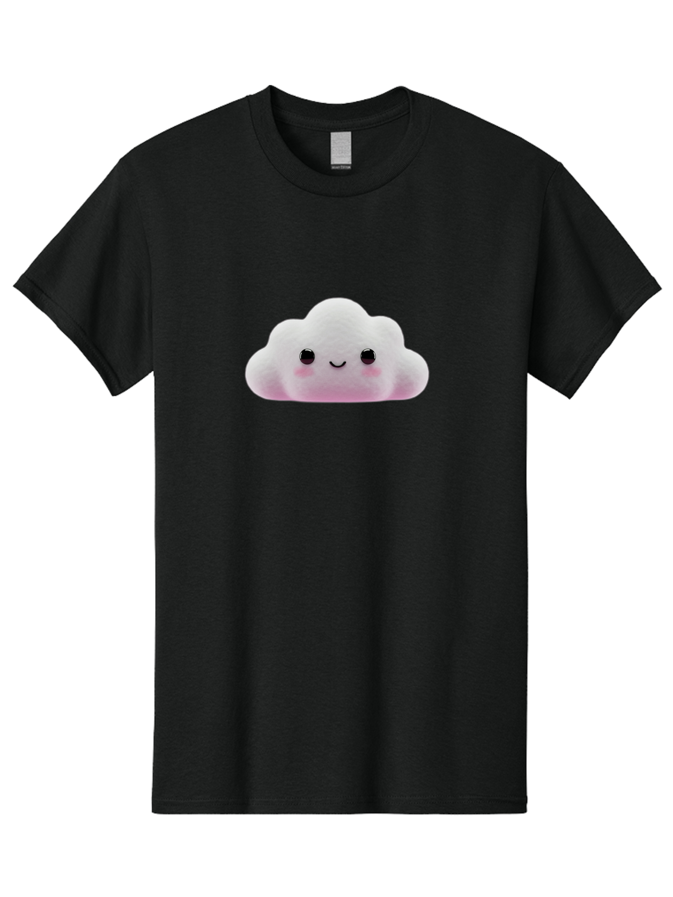 Cloud-Emoticon Men'S Graphic Tee, 100% Cotton, Comfortable Casual Summer Wear, Machine Washable, Cute Cartoon Cloud, Plush Toy, Smiling Face, Soft And Cuddly, Pastel Colors, Adorable Design, Kawaii Character Bae409