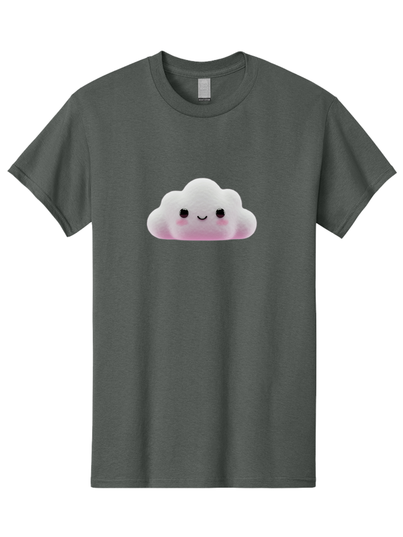 Cloud-Emoticon Men'S Graphic Tee, 100% Cotton, Comfortable Casual Summer Wear, Machine Washable, Cute Cartoon Cloud, Plush Toy, Smiling Face, Soft And Cuddly, Pastel Colors, Adorable Design, Kawaii Character Bae409