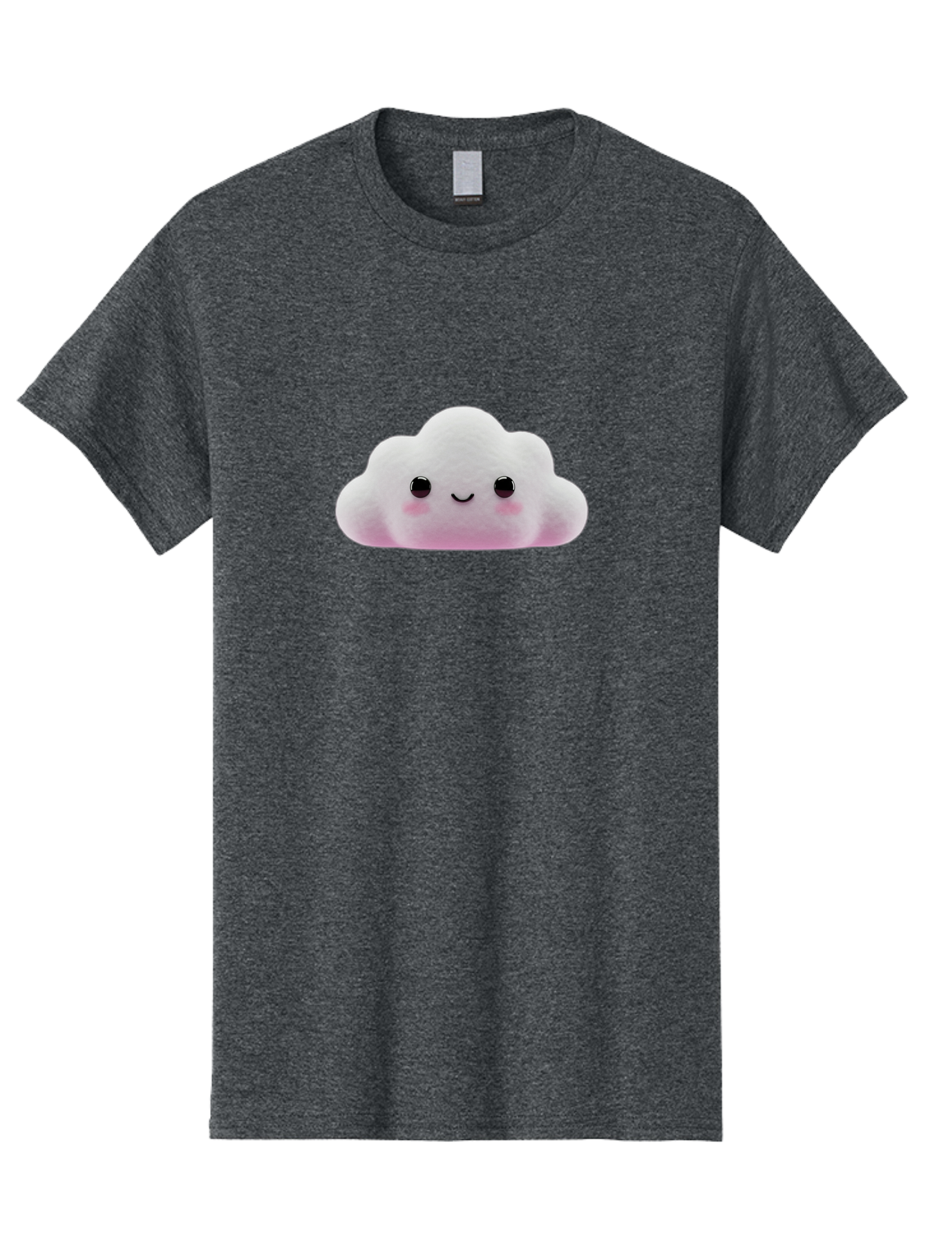 Cloud-Emoticon Men'S Graphic Tee, 100% Cotton, Comfortable Casual Summer Wear, Machine Washable, Cute Cartoon Cloud, Plush Toy, Smiling Face, Soft And Cuddly, Pastel Colors, Adorable Design, Kawaii Character Bae409