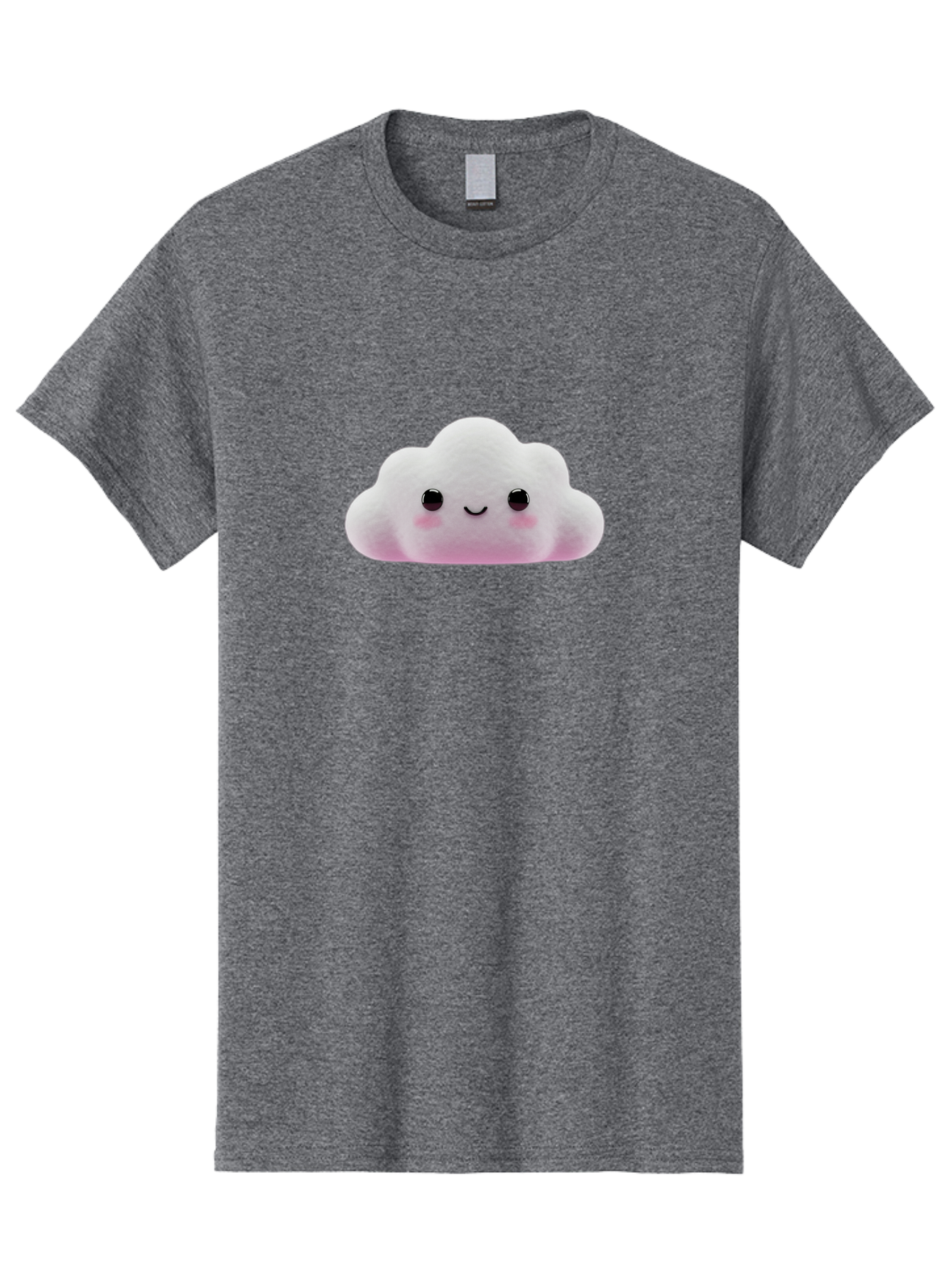 Cloud-Emoticon Men'S Graphic Tee, 100% Cotton, Comfortable Casual Summer Wear, Machine Washable, Cute Cartoon Cloud, Plush Toy, Smiling Face, Soft And Cuddly, Pastel Colors, Adorable Design, Kawaii Character Bae409
