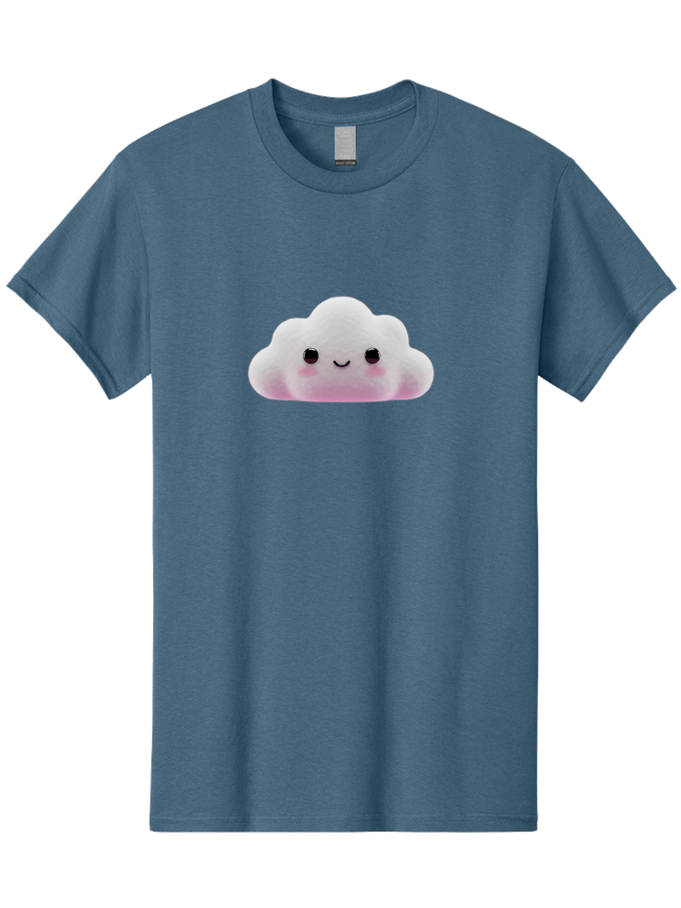 Cloud-Emoticon Men'S Graphic Tee, 100% Cotton, Comfortable Casual Summer Wear, Machine Washable, Cute Cartoon Cloud, Plush Toy, Smiling Face, Soft And Cuddly, Pastel Colors, Adorable Design, Kawaii Character Bae409