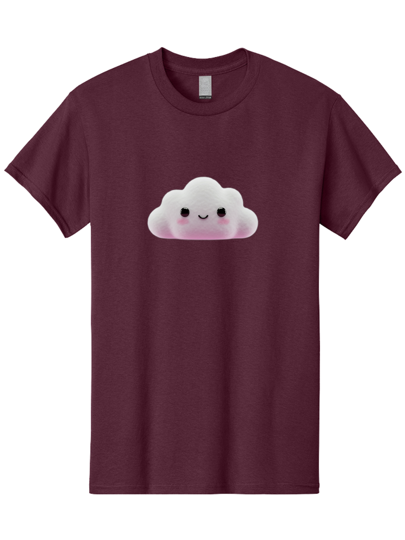 Cloud-Emoticon Men'S Graphic Tee, 100% Cotton, Comfortable Casual Summer Wear, Machine Washable, Cute Cartoon Cloud, Plush Toy, Smiling Face, Soft And Cuddly, Pastel Colors, Adorable Design, Kawaii Character Bae409