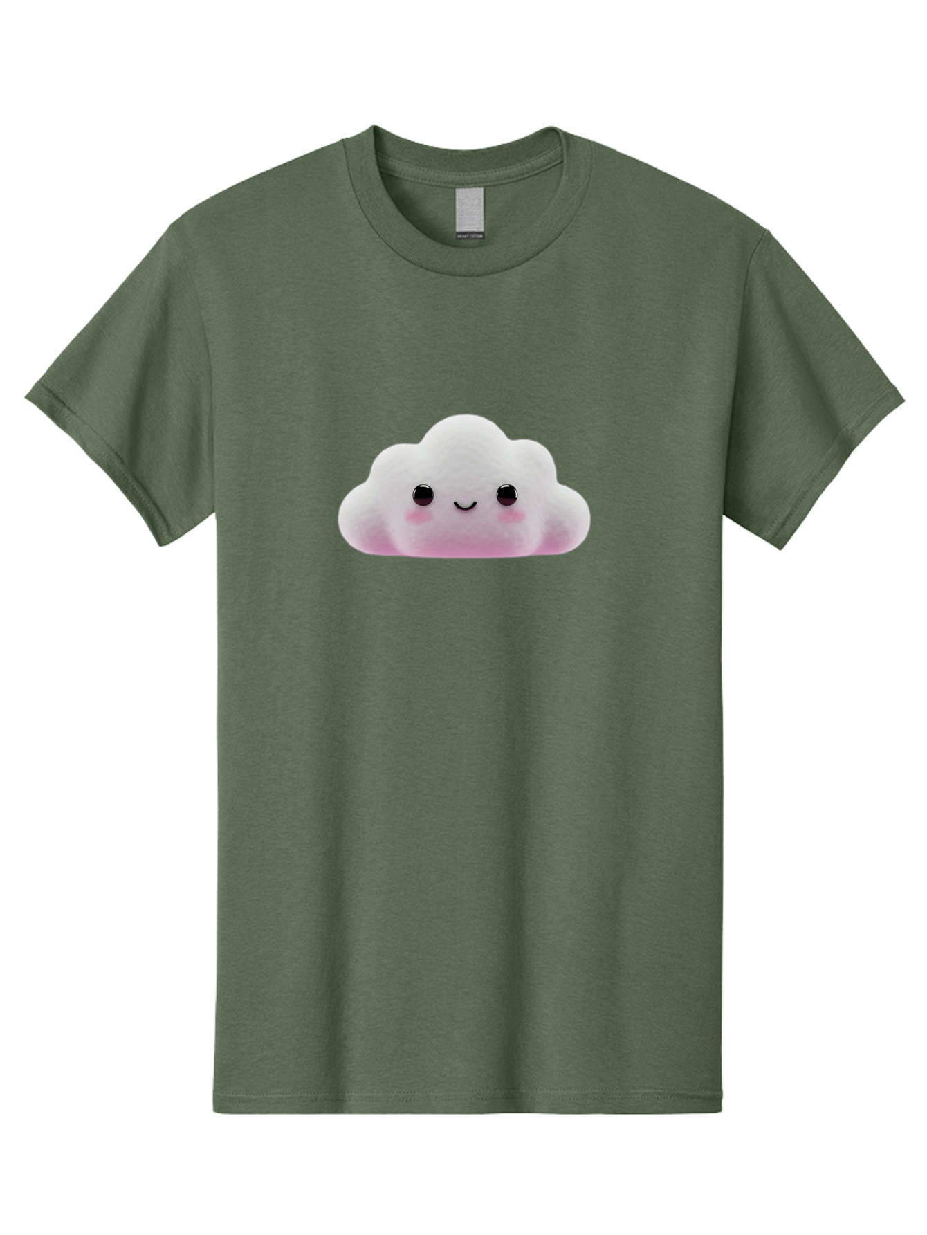 Cloud-Emoticon Men'S Graphic Tee, 100% Cotton, Comfortable Casual Summer Wear, Machine Washable, Cute Cartoon Cloud, Plush Toy, Smiling Face, Soft And Cuddly, Pastel Colors, Adorable Design, Kawaii Character Bae409