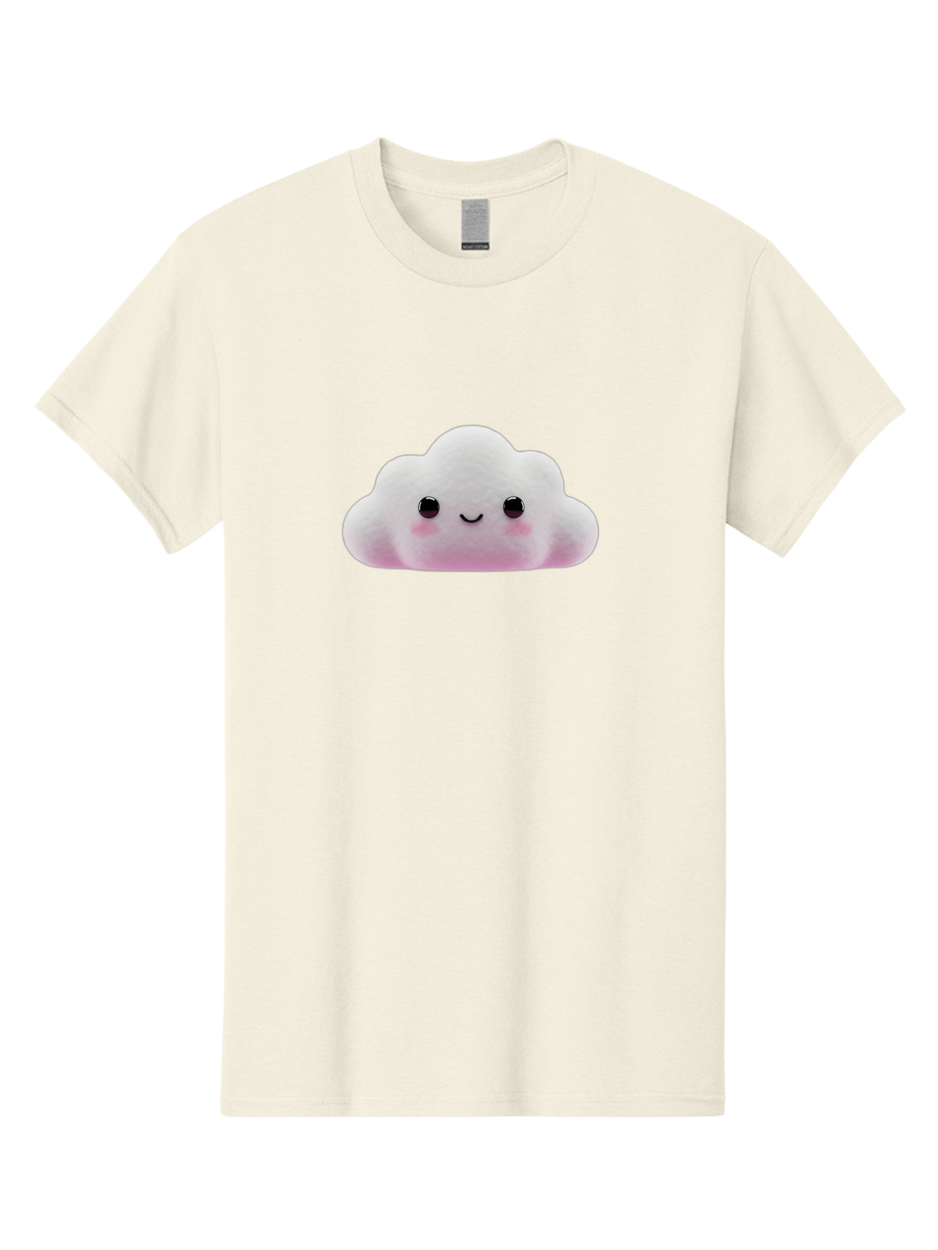 Cloud-Emoticon Men'S Graphic Tee, 100% Cotton, Comfortable Casual Summer Wear, Machine Washable, Cute Cartoon Cloud, Plush Toy, Smiling Face, Soft And Cuddly, Pastel Colors, Adorable Design, Kawaii Character Bae409