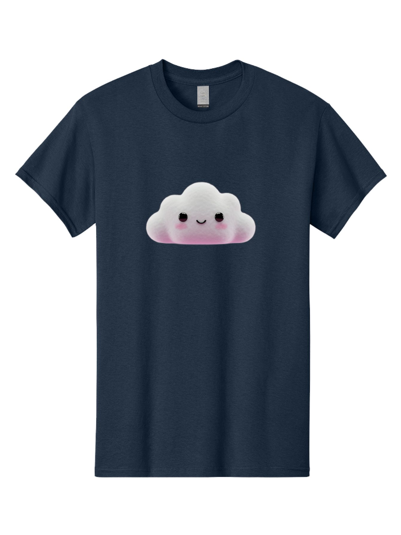 Cloud-Emoticon Men'S Graphic Tee, 100% Cotton, Comfortable Casual Summer Wear, Machine Washable, Cute Cartoon Cloud, Plush Toy, Smiling Face, Soft And Cuddly, Pastel Colors, Adorable Design, Kawaii Character Bae409