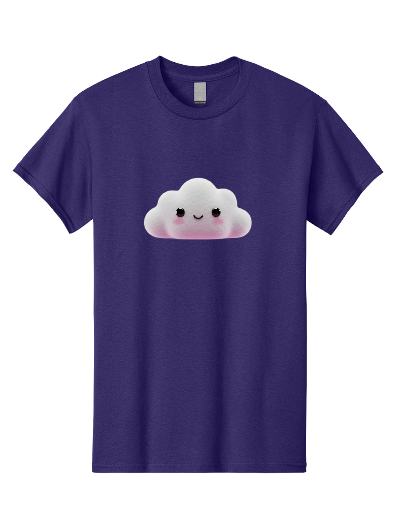 Cloud-Emoticon Men'S Graphic Tee, 100% Cotton, Comfortable Casual Summer Wear, Machine Washable, Cute Cartoon Cloud, Plush Toy, Smiling Face, Soft And Cuddly, Pastel Colors, Adorable Design, Kawaii Character Bae409