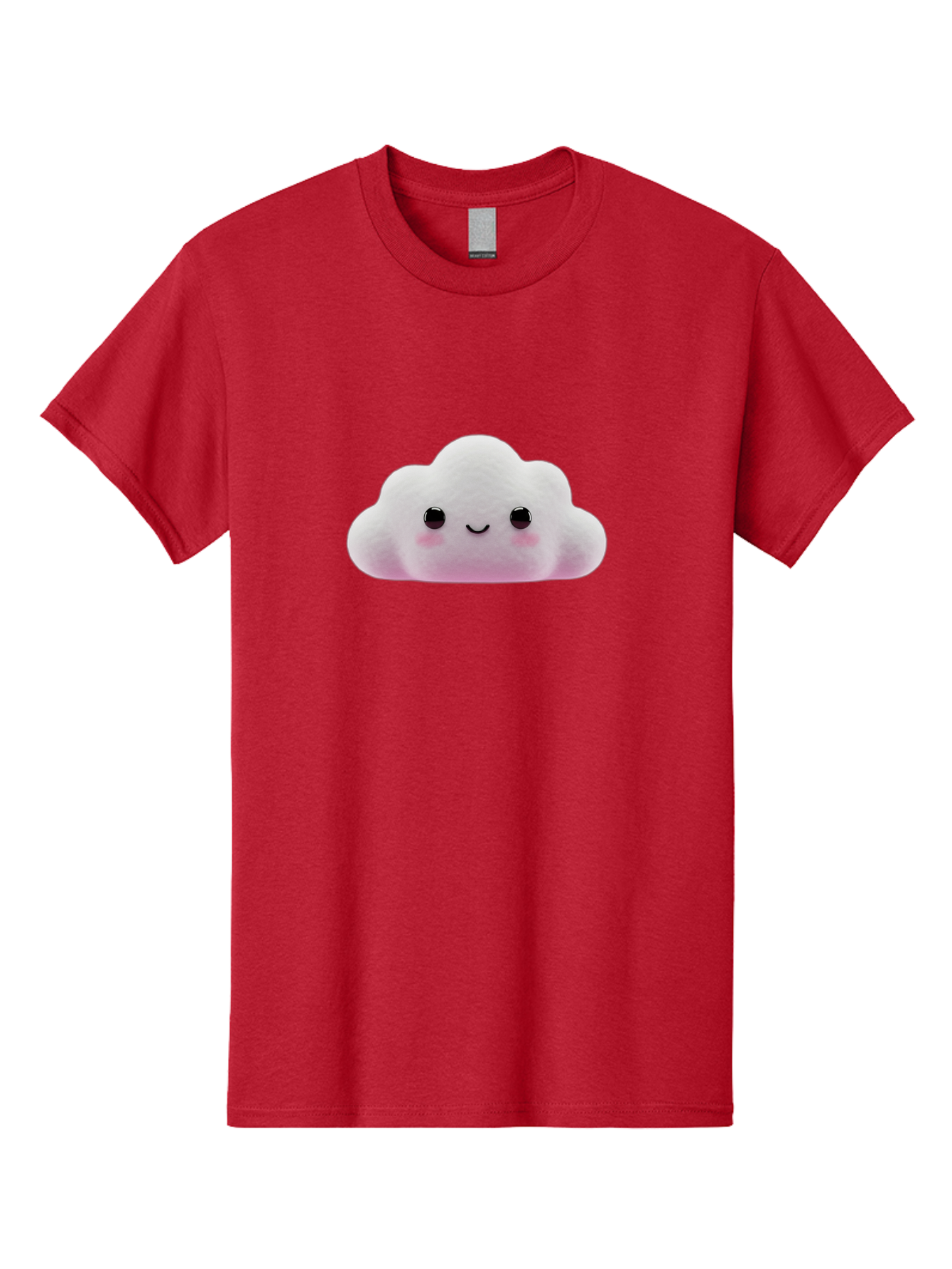 Cloud-Emoticon Men'S Graphic Tee, 100% Cotton, Comfortable Casual Summer Wear, Machine Washable, Cute Cartoon Cloud, Plush Toy, Smiling Face, Soft And Cuddly, Pastel Colors, Adorable Design, Kawaii Character Bae409