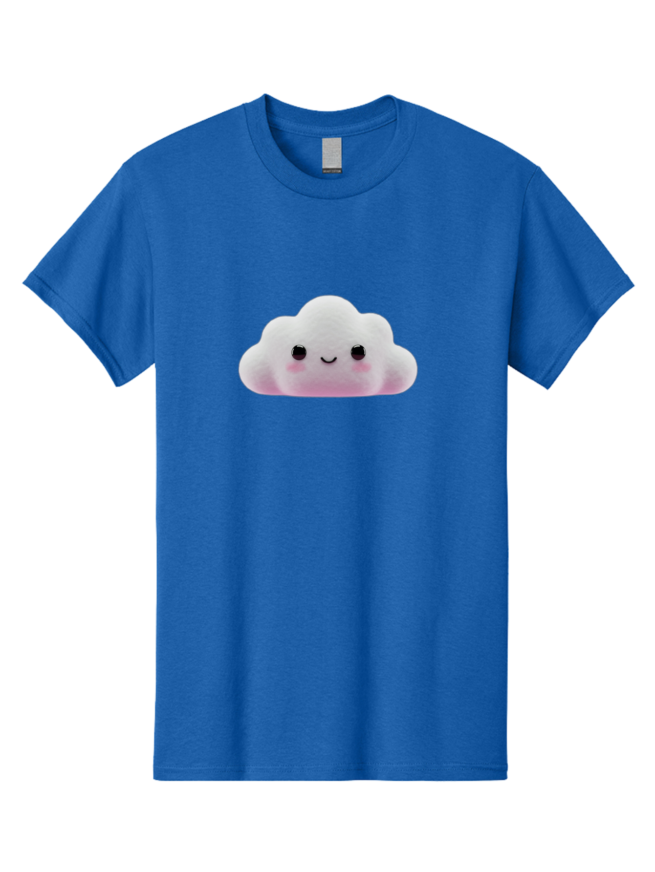 Cloud-Emoticon Men'S Graphic Tee, 100% Cotton, Comfortable Casual Summer Wear, Machine Washable, Cute Cartoon Cloud, Plush Toy, Smiling Face, Soft And Cuddly, Pastel Colors, Adorable Design, Kawaii Character Bae409