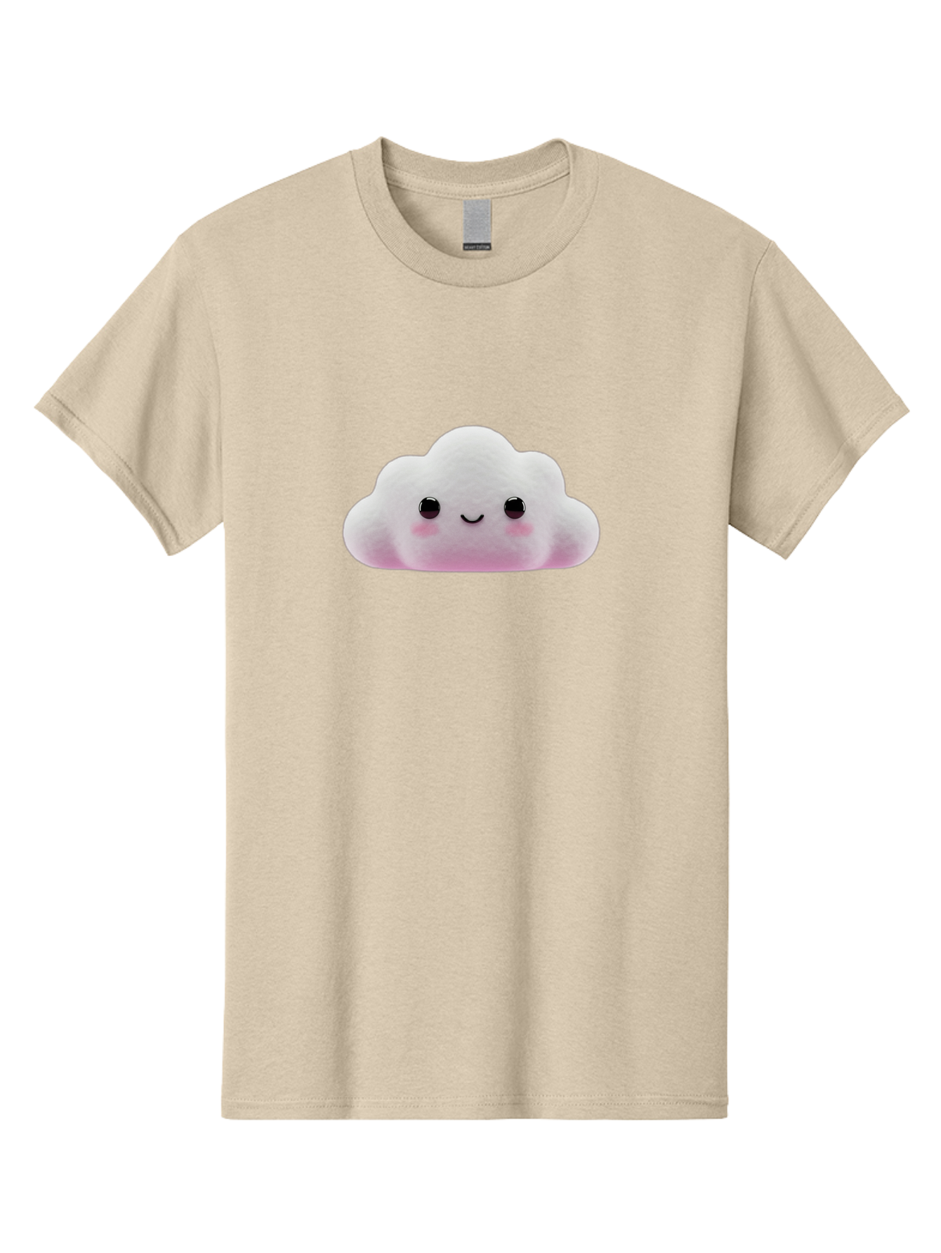 Cloud-Emoticon Men'S Graphic Tee, 100% Cotton, Comfortable Casual Summer Wear, Machine Washable, Cute Cartoon Cloud, Plush Toy, Smiling Face, Soft And Cuddly, Pastel Colors, Adorable Design, Kawaii Character Bae409
