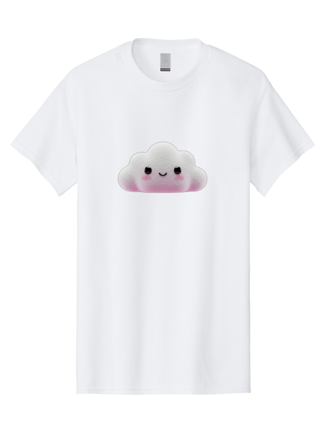 Cloud-Emoticon Men'S Graphic Tee, 100% Cotton, Comfortable Casual Summer Wear, Machine Washable, Cute Cartoon Cloud, Plush Toy, Smiling Face, Soft And Cuddly, Pastel Colors, Adorable Design, Kawaii Character Bae409
