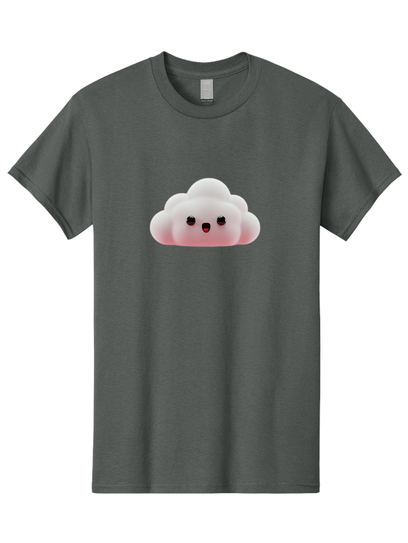Cloud Men'S Graphic Tee, 100% Cotton, Comfortable Casual Summer Wear, Machine Washable, Cute Cloud, Kawaii Character, Fluffy Cloud, Cartoon Style, Soft Pink, Adorable Face, Big Eyes, Small Mouth, Playful Design, Digital Art Bae410