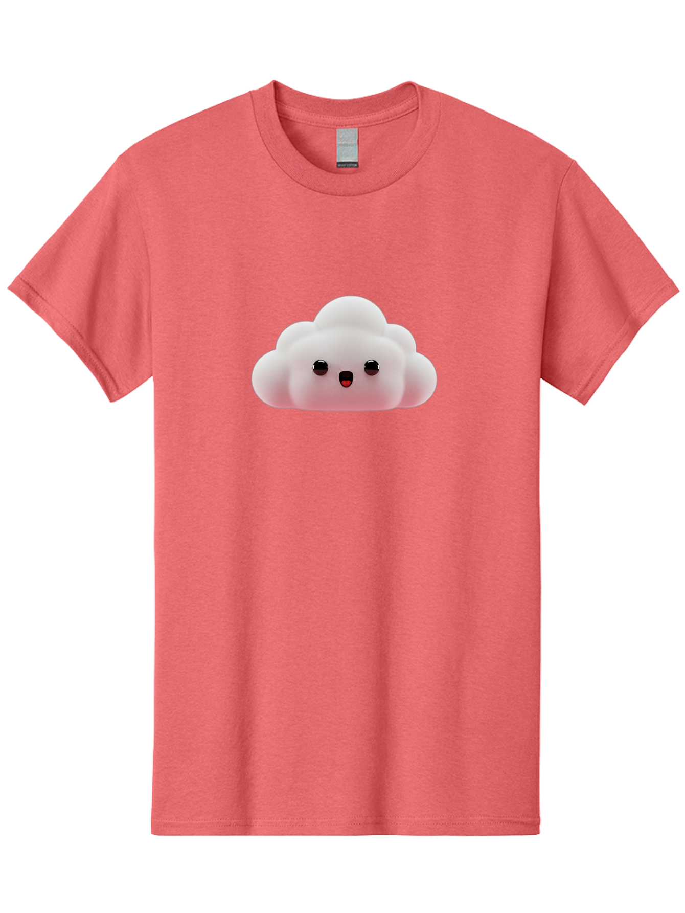 Cloud Men'S Graphic Tee, 100% Cotton, Comfortable Casual Summer Wear, Machine Washable, Cute Cloud, Kawaii Character, Fluffy Cloud, Cartoon Style, Soft Pink, Adorable Face, Big Eyes, Small Mouth, Playful Design, Digital Art Bae410