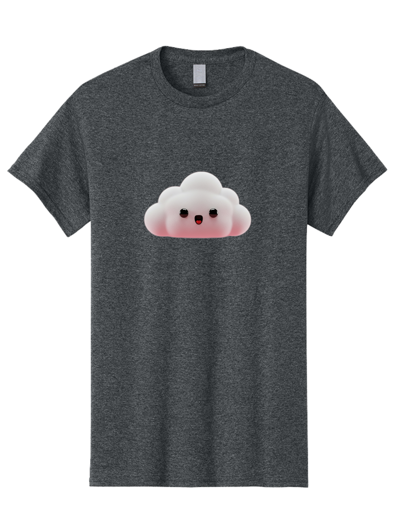 Cloud Men'S Graphic Tee, 100% Cotton, Comfortable Casual Summer Wear, Machine Washable, Cute Cloud, Kawaii Character, Fluffy Cloud, Cartoon Style, Soft Pink, Adorable Face, Big Eyes, Small Mouth, Playful Design, Digital Art Bae410