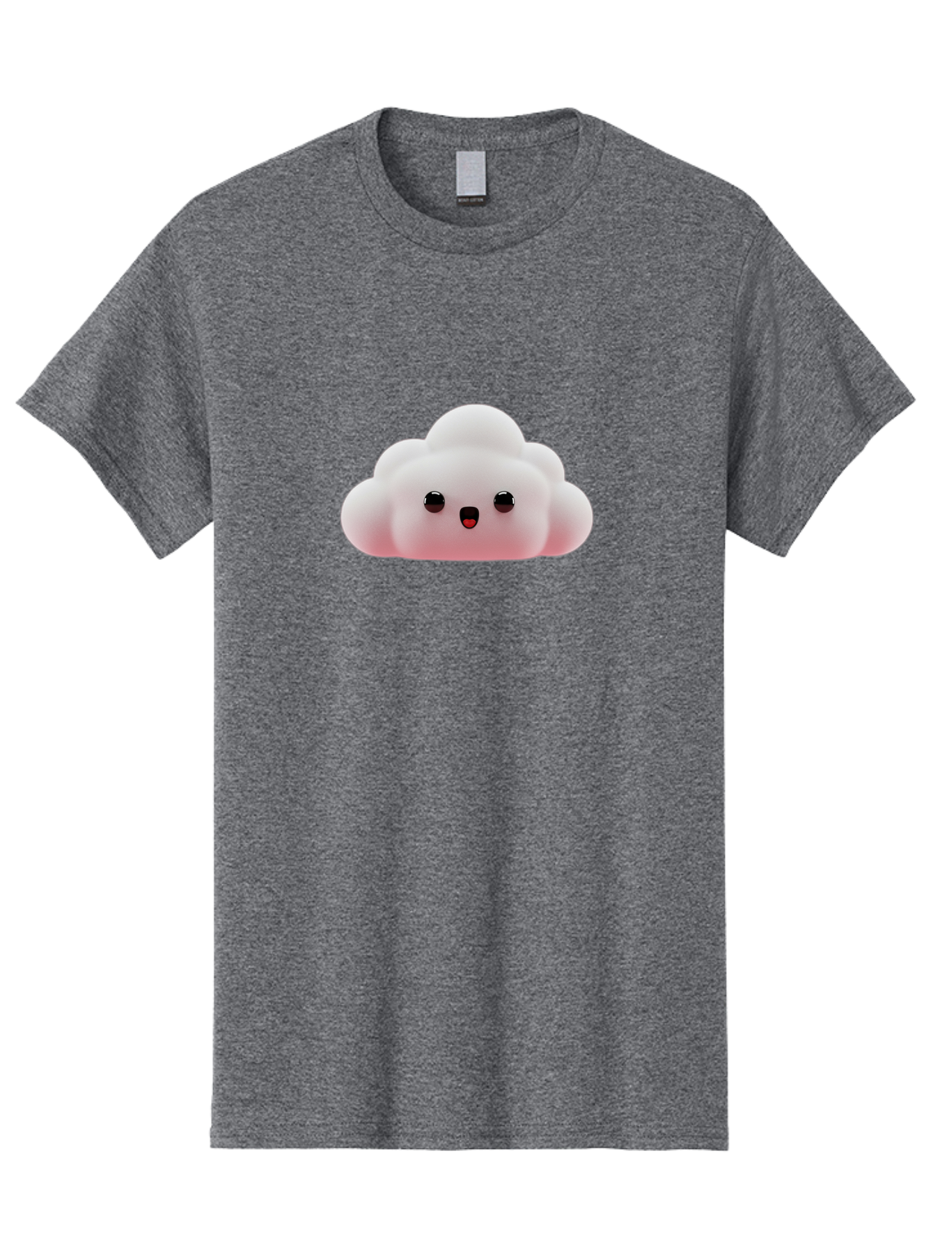 Cloud Men'S Graphic Tee, 100% Cotton, Comfortable Casual Summer Wear, Machine Washable, Cute Cloud, Kawaii Character, Fluffy Cloud, Cartoon Style, Soft Pink, Adorable Face, Big Eyes, Small Mouth, Playful Design, Digital Art Bae410