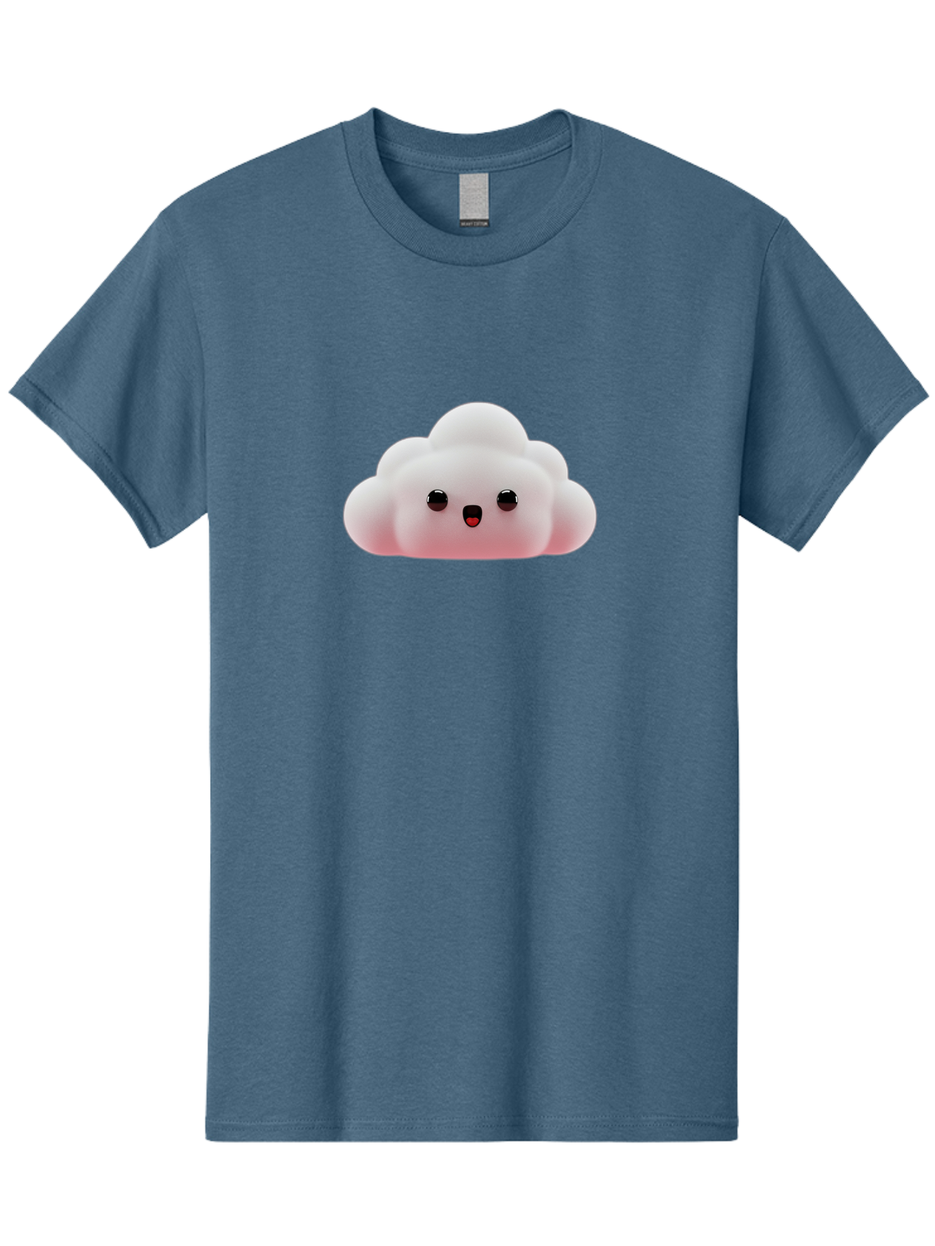 Cloud Men'S Graphic Tee, 100% Cotton, Comfortable Casual Summer Wear, Machine Washable, Cute Cloud, Kawaii Character, Fluffy Cloud, Cartoon Style, Soft Pink, Adorable Face, Big Eyes, Small Mouth, Playful Design, Digital Art Bae410