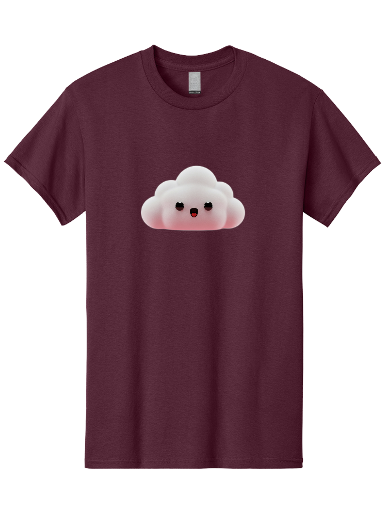 Cloud Men'S Graphic Tee, 100% Cotton, Comfortable Casual Summer Wear, Machine Washable, Cute Cloud, Kawaii Character, Fluffy Cloud, Cartoon Style, Soft Pink, Adorable Face, Big Eyes, Small Mouth, Playful Design, Digital Art Bae410