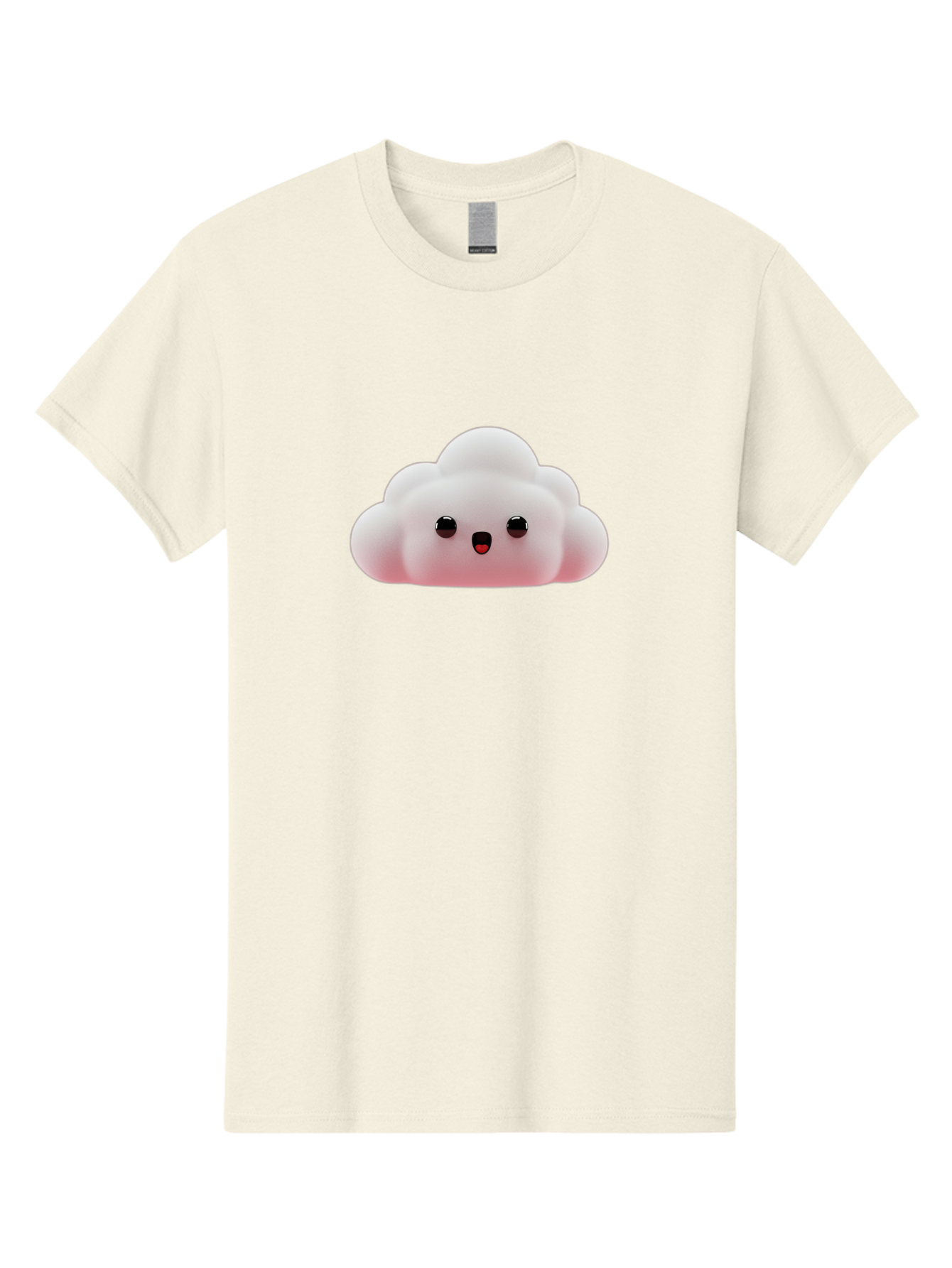 Cloud Men'S Graphic Tee, 100% Cotton, Comfortable Casual Summer Wear, Machine Washable, Cute Cloud, Kawaii Character, Fluffy Cloud, Cartoon Style, Soft Pink, Adorable Face, Big Eyes, Small Mouth, Playful Design, Digital Art Bae410