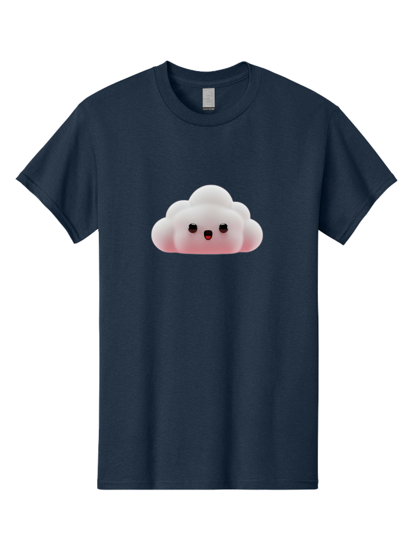 Cloud Men'S Graphic Tee, 100% Cotton, Comfortable Casual Summer Wear, Machine Washable, Cute Cloud, Kawaii Character, Fluffy Cloud, Cartoon Style, Soft Pink, Adorable Face, Big Eyes, Small Mouth, Playful Design, Digital Art Bae410