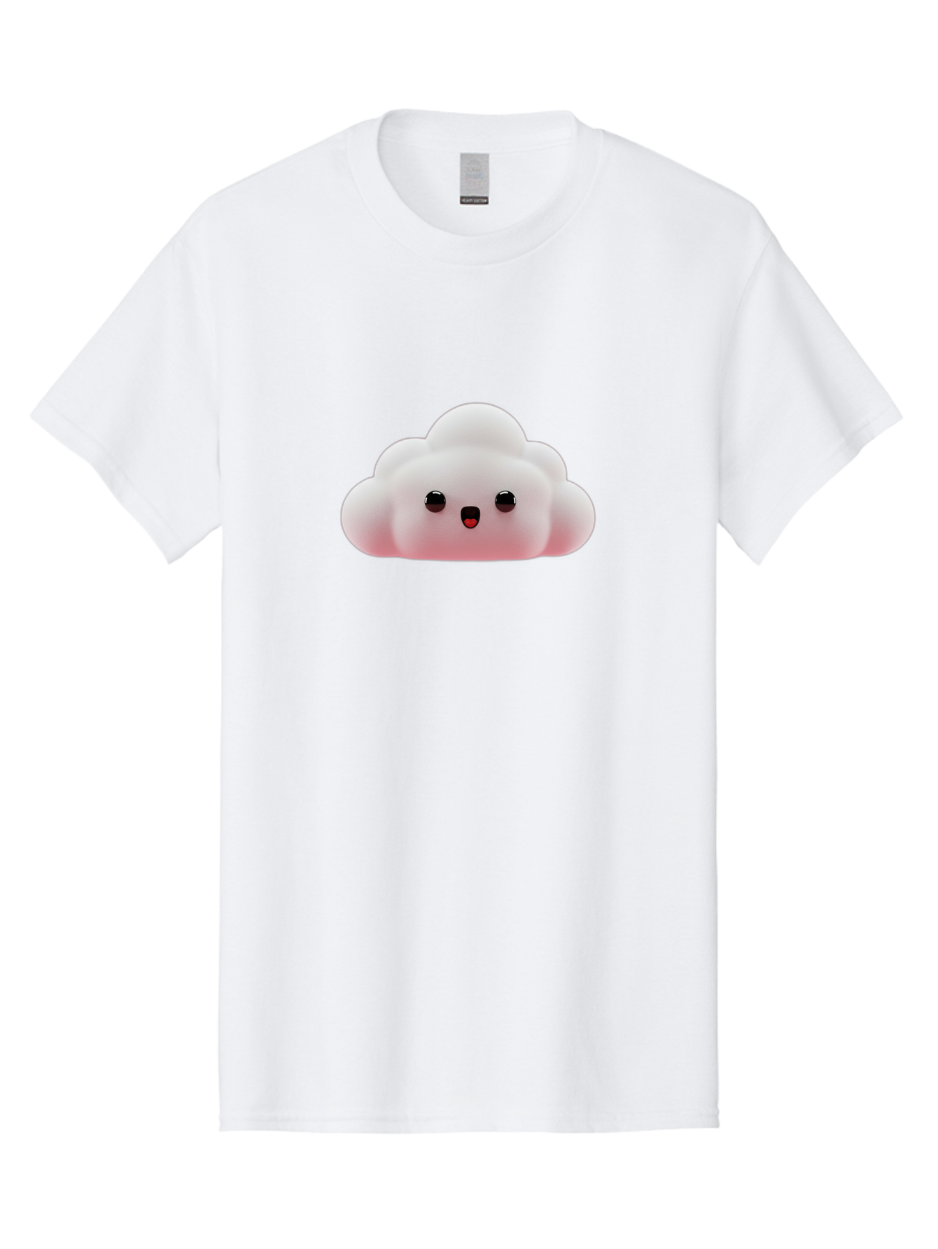 Cloud Men'S Graphic Tee, 100% Cotton, Comfortable Casual Summer Wear, Machine Washable, Cute Cloud, Kawaii Character, Fluffy Cloud, Cartoon Style, Soft Pink, Adorable Face, Big Eyes, Small Mouth, Playful Design, Digital Art Bae410