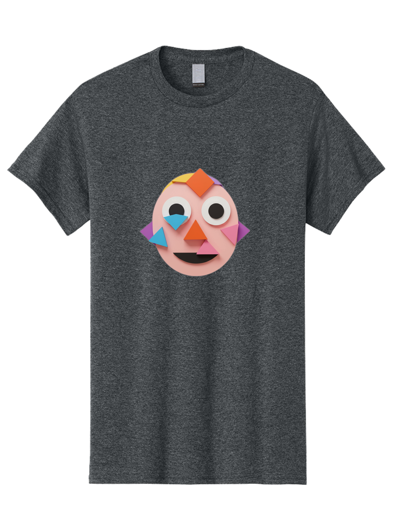 Colourful-Face Men'S Graphic Tee, 100% Cotton, Comfortable Casual Summer Wear, Machine Washable, Paper Craft Face, Colorful Geometric Shapes, Creative Art, Playful Design, Smiling Face, Happy Expression, Art Project, Diy Craft, Kids Activity Bae414
