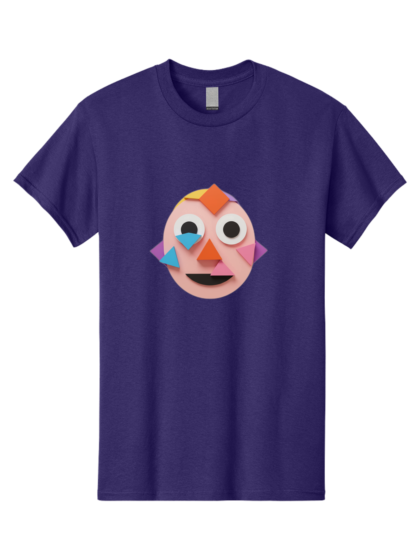 Colourful-Face Men'S Graphic Tee, 100% Cotton, Comfortable Casual Summer Wear, Machine Washable, Paper Craft Face, Colorful Geometric Shapes, Creative Art, Playful Design, Smiling Face, Happy Expression, Art Project, Diy Craft, Kids Activity Bae414