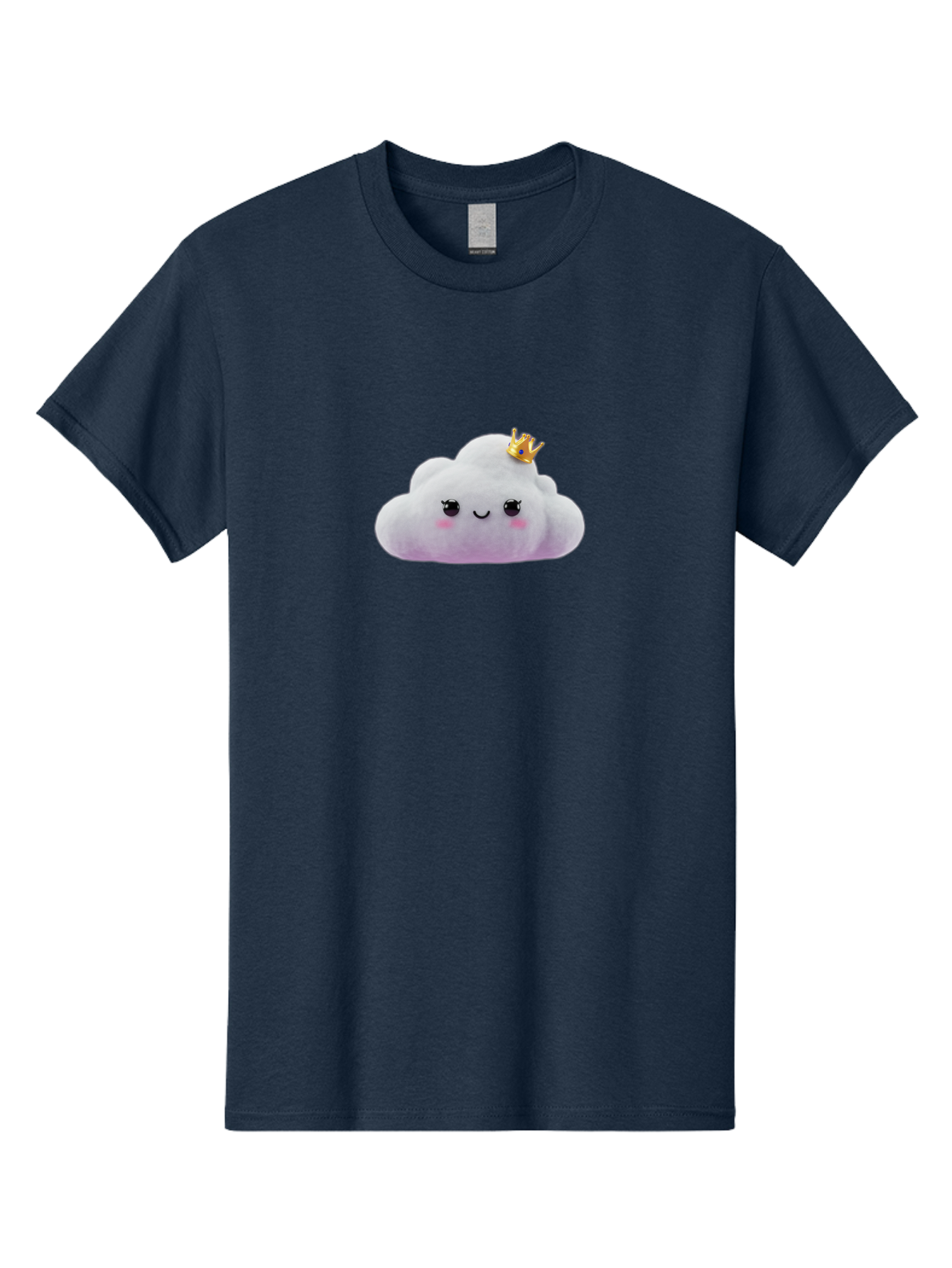 Crown-Cloud Men'S Graphic Tee, 100% Cotton, Comfortable Casual Summer Wear, Machine Washable, Soft Plush Toy, Cloud Shape, Adorable Face, Golden Crown, Cute Toy, Kawaii, Soft Toy, Plushie, Stuffed Animal, Kids Toy, Cuddly, Endearing, Bae418