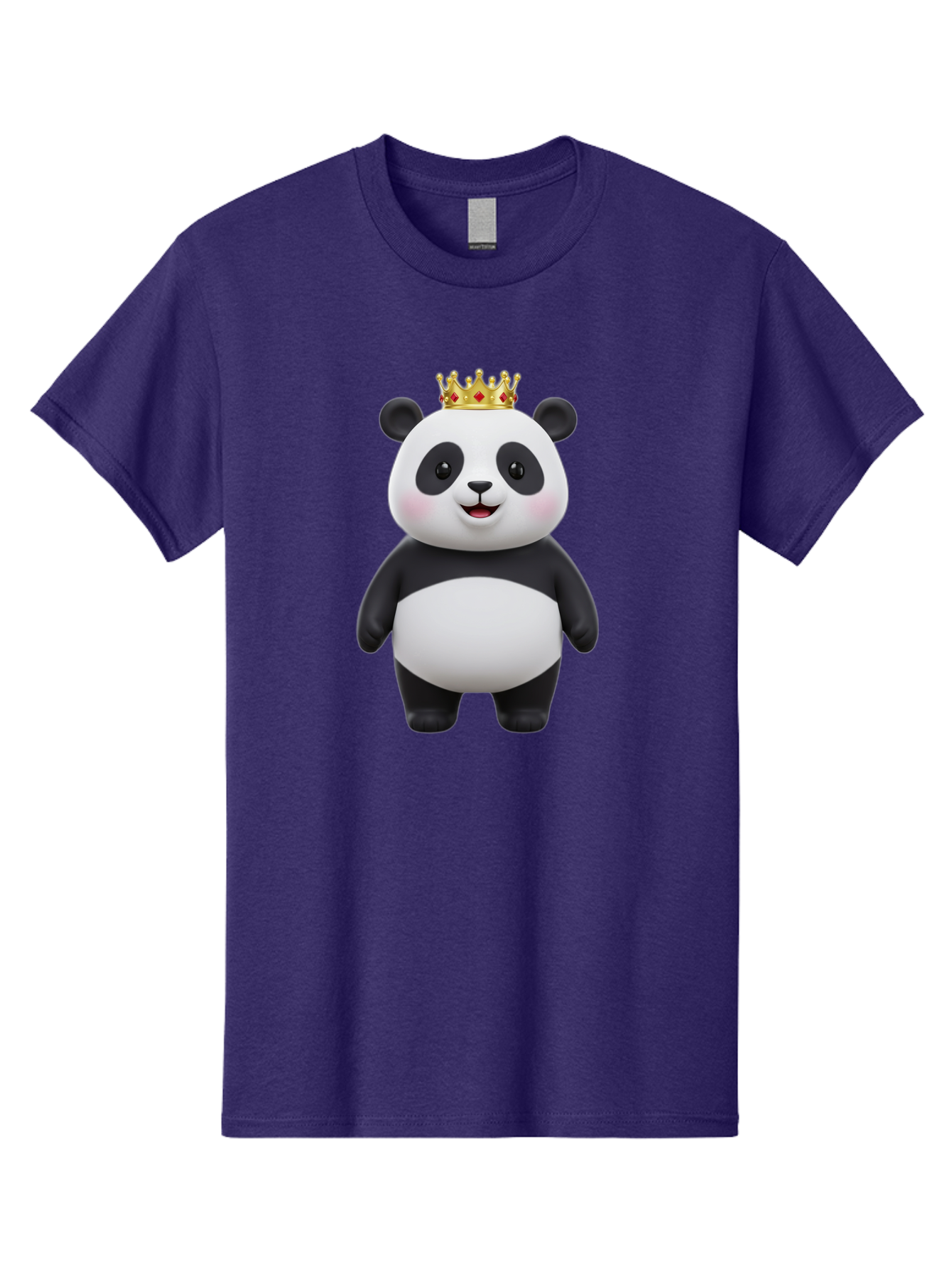 Crowned-Panda Men'S Graphic Tee, 100% Cotton, Comfortable Casual Summer Wear, Machine Washable, Cartoon Panda Bear, Royal Crown, Cute Animal, Adorable Face, Black And White Panda, Funny Character, Kawaii Art, Digital Illustration, Bae420