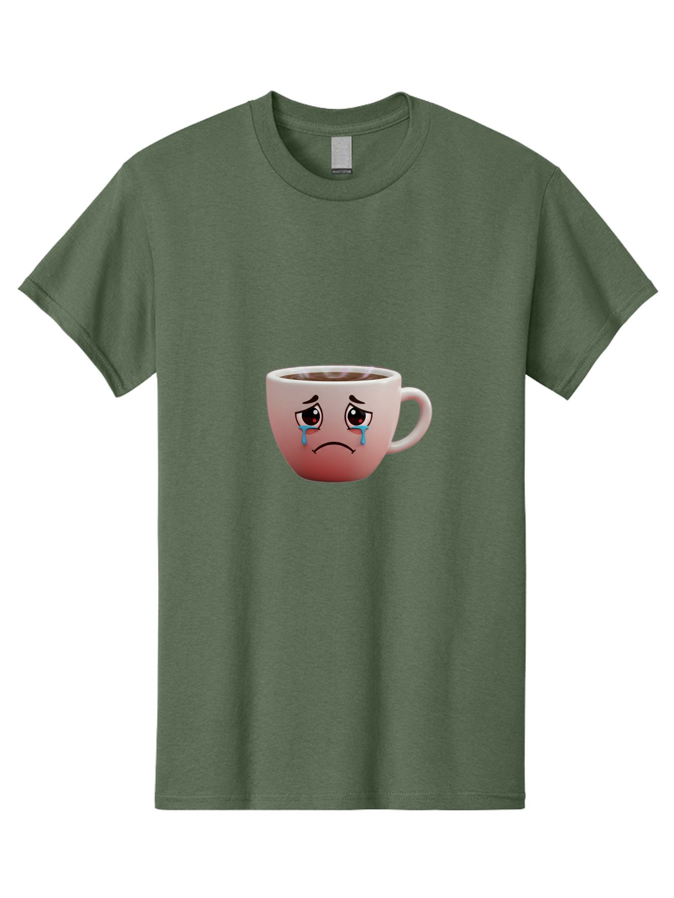 Crying-Coffee-Cup-1 Men'S Graphic Tee, 100% Cotton, Comfortable Casual Summer Wear, Machine Washable, Coffee Cup With Sad Face, Crying Eyes, Frowning Expression, Emotional Coffee, Coffee Lover Emotions, Sad Coffee Moment, Coffee Cup Feelings Bae421