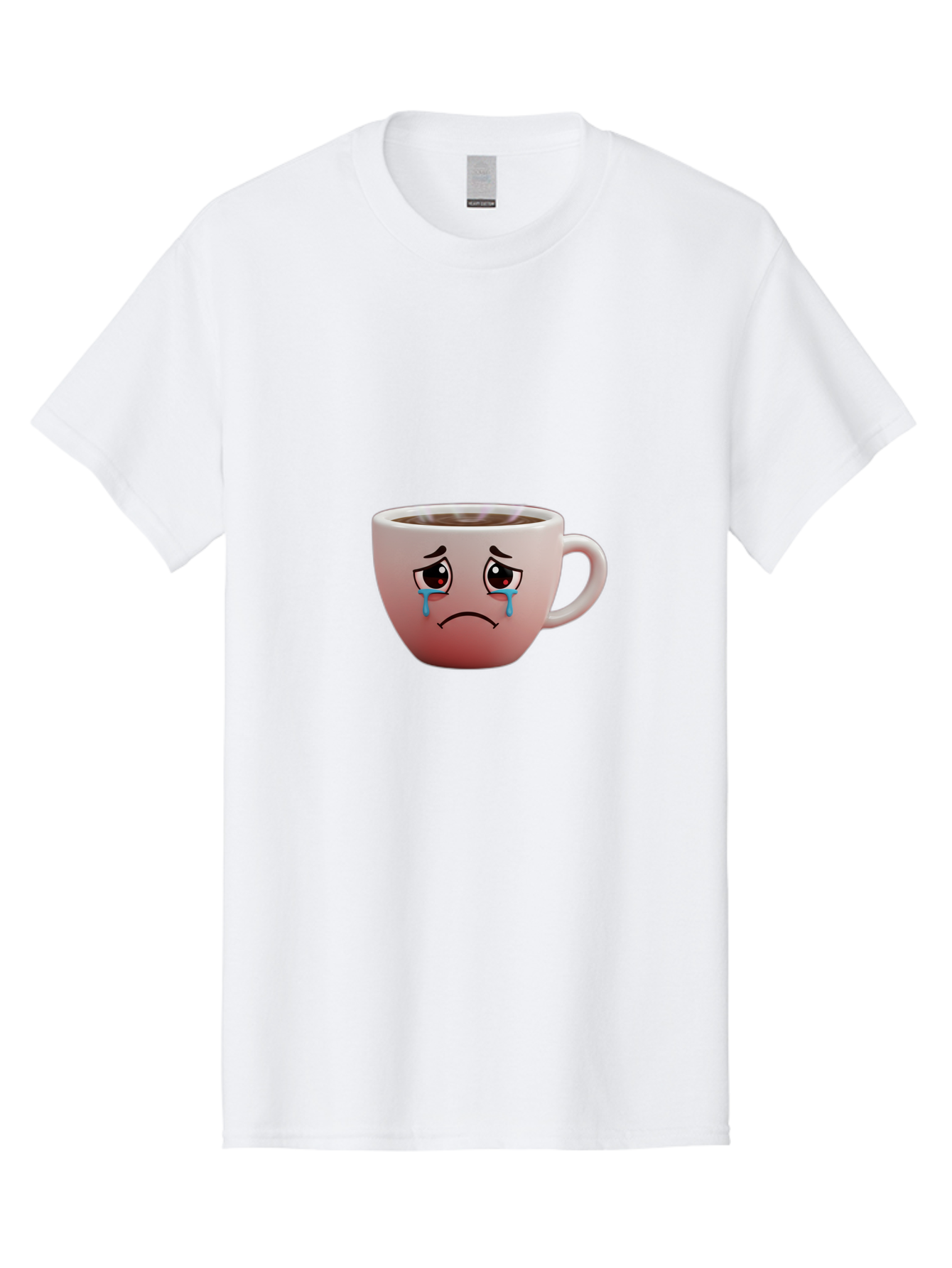 Crying-Coffee-Cup-1 Men'S Graphic Tee, 100% Cotton, Comfortable Casual Summer Wear, Machine Washable, Coffee Cup With Sad Face, Crying Eyes, Frowning Expression, Emotional Coffee, Coffee Lover Emotions, Sad Coffee Moment, Coffee Cup Feelings Bae421