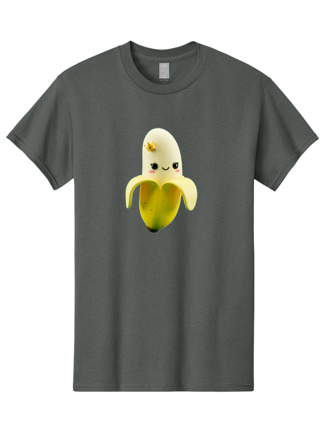 Cute-Banana Men'S Graphic Tee, 100% Cotton, Comfortable Casual Summer Wear, Machine Washable, Cartoon Banana Character, Cute Fruit Design, Banana Prince, Kawaii Fruit, Adorable Banana, Funny Fruit Character, Yellow Fruit, Smiling Banana Bae424