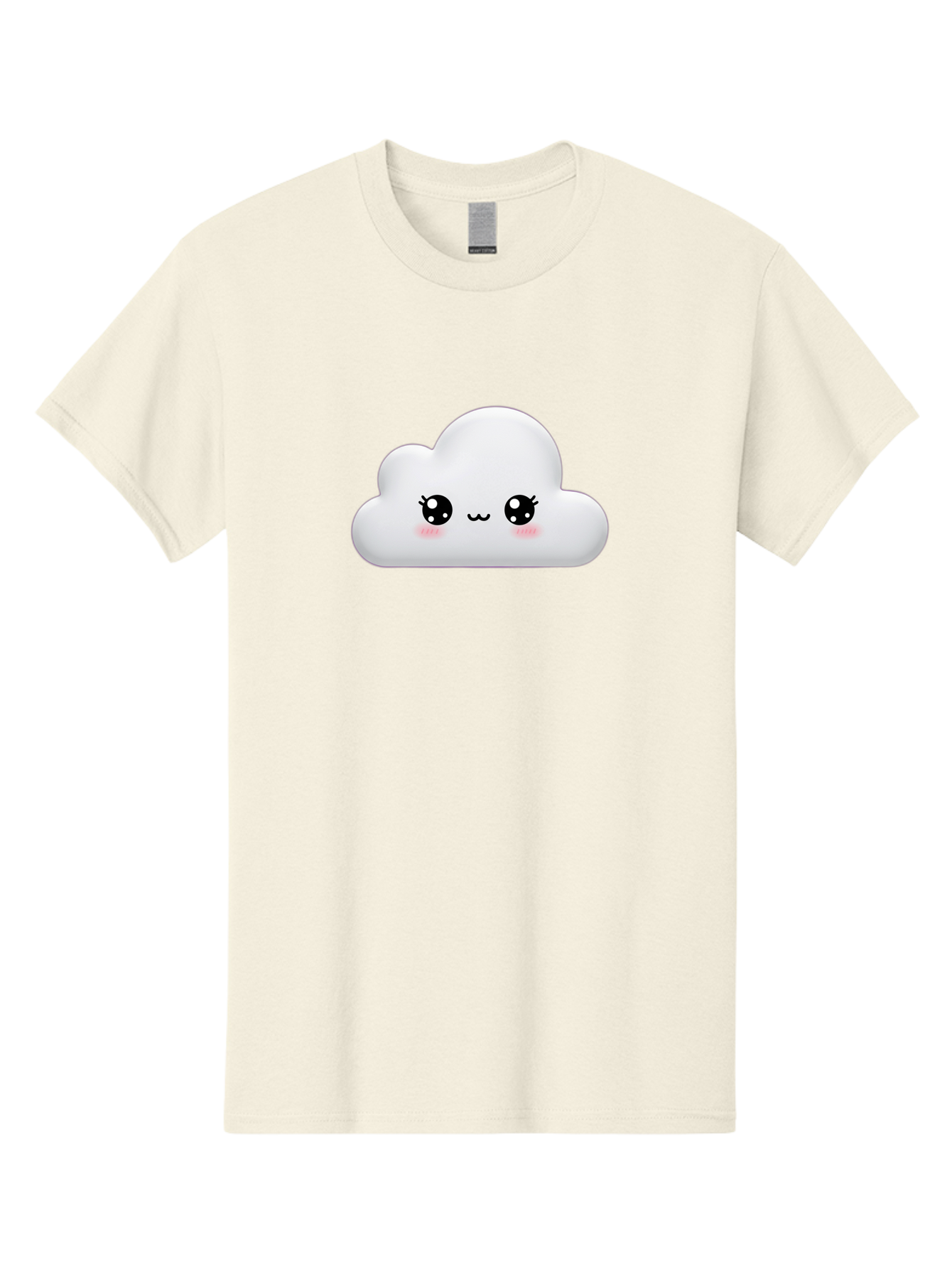Cute-Cloud-1 Men'S Graphic Tee, 100% Cotton, Comfortable Casual Summer Wear, Machine Washable, Cartoon Cloud, Cute Character, Kawaii Illustration, Adorable Design, Fluffy Cloud, Smiling Face, Pink Cheeks, Eyelashes, Childlike Charm, Bae425