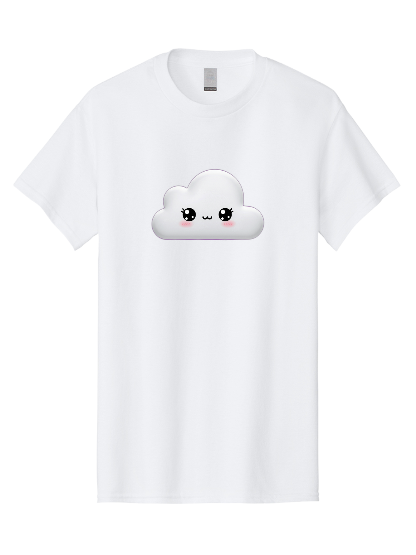 Cute-Cloud-1 Men'S Graphic Tee, 100% Cotton, Comfortable Casual Summer Wear, Machine Washable, Cartoon Cloud, Cute Character, Kawaii Illustration, Adorable Design, Fluffy Cloud, Smiling Face, Pink Cheeks, Eyelashes, Childlike Charm, Bae425